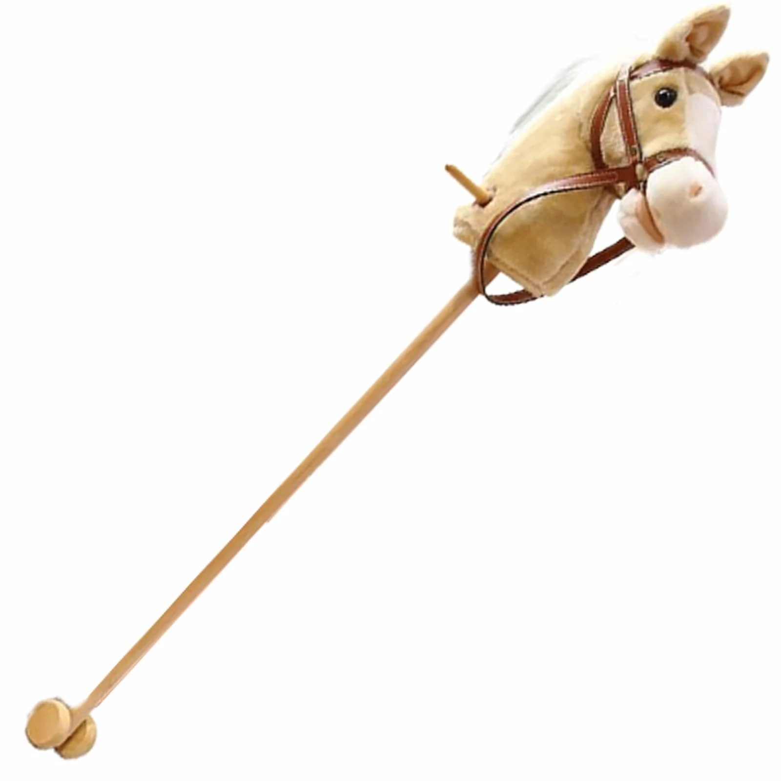 Cheval en bâton 99 cm avec effets sonores, peluche, roues, poteau en bois, jouet à monter pour enfants