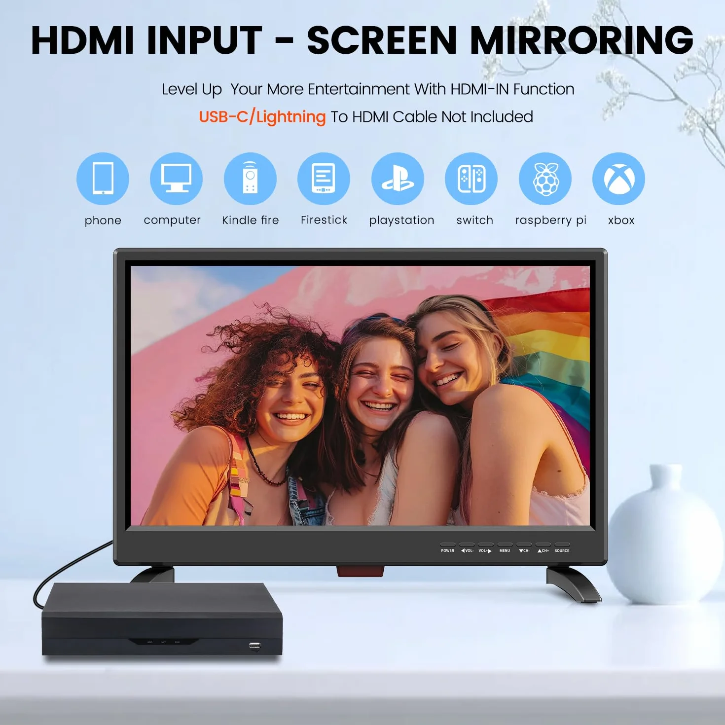 TV 19 Pouces 45cm Full HD 1080P LED Récepteur Numérique T2 H.256 DTT Freeview 12V HDMI USB RCA VGA