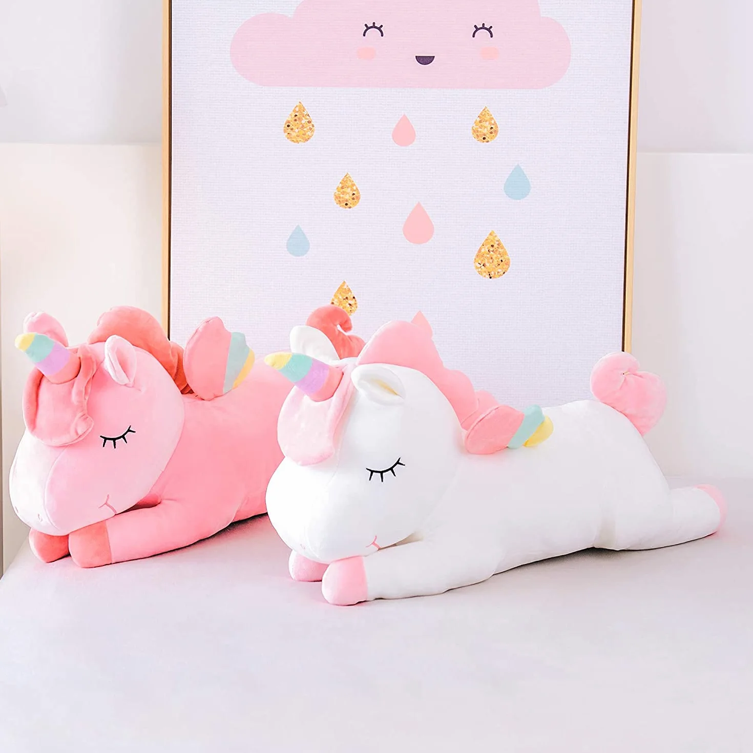 Licorne en Peluche Mignonne Douce avec Ailes Arc-en-Ciel 30CM SNOWOLF Jouet Kawaii pour Enfants