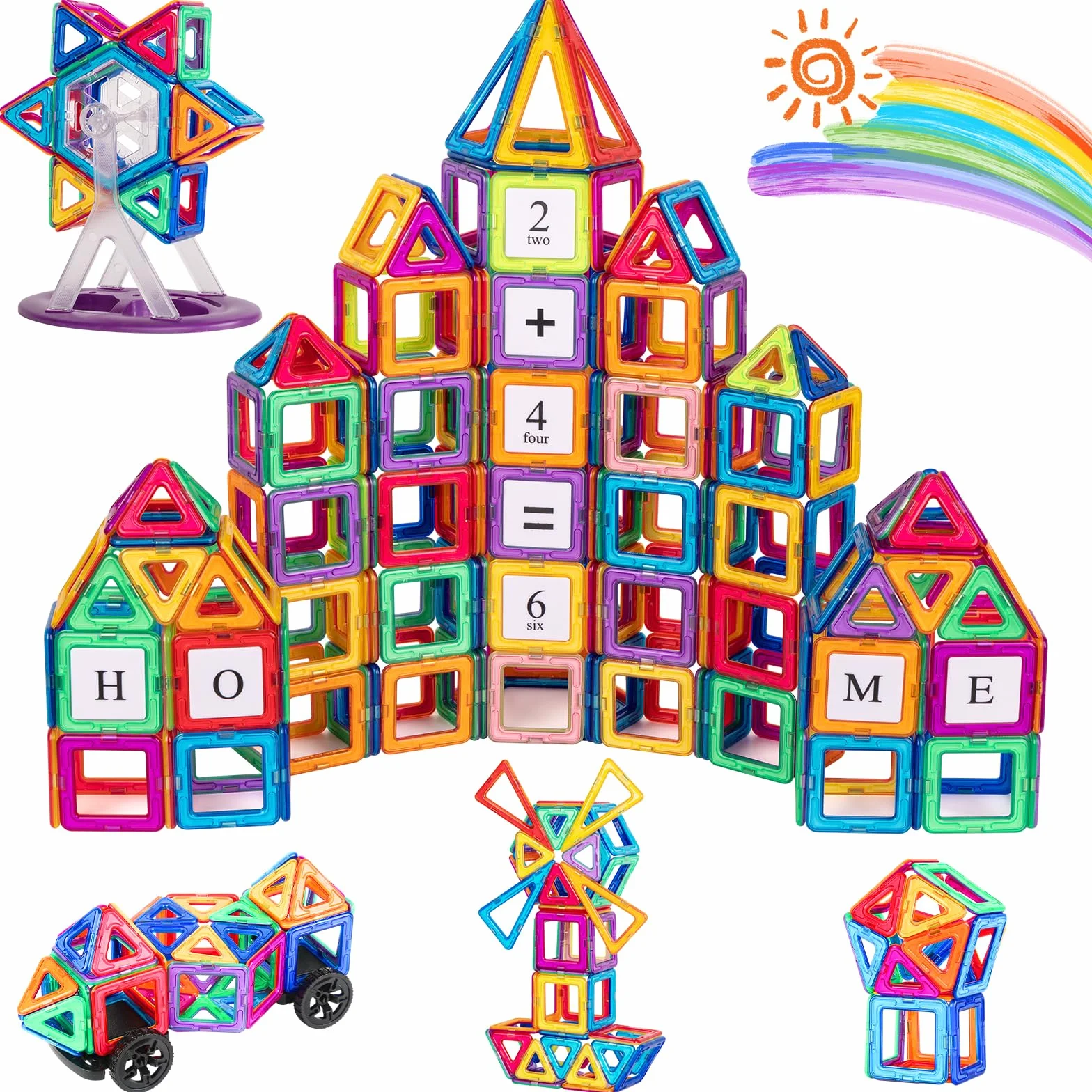 Blocs de Construction Magnétiques 122 Pièces 3D Jouets Éducatifs pour Enfants 3-7 Ans