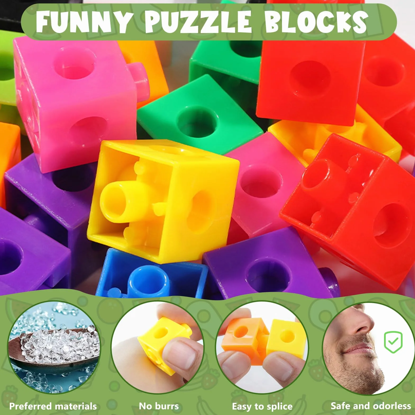 Jeu de 100 Cube Activity Kit, Math Cubes, Cubes pour Compter, Mathematics Enlightenment Toy Blocks, avec 18 Cartes de Questions, Partir de 3 Ans