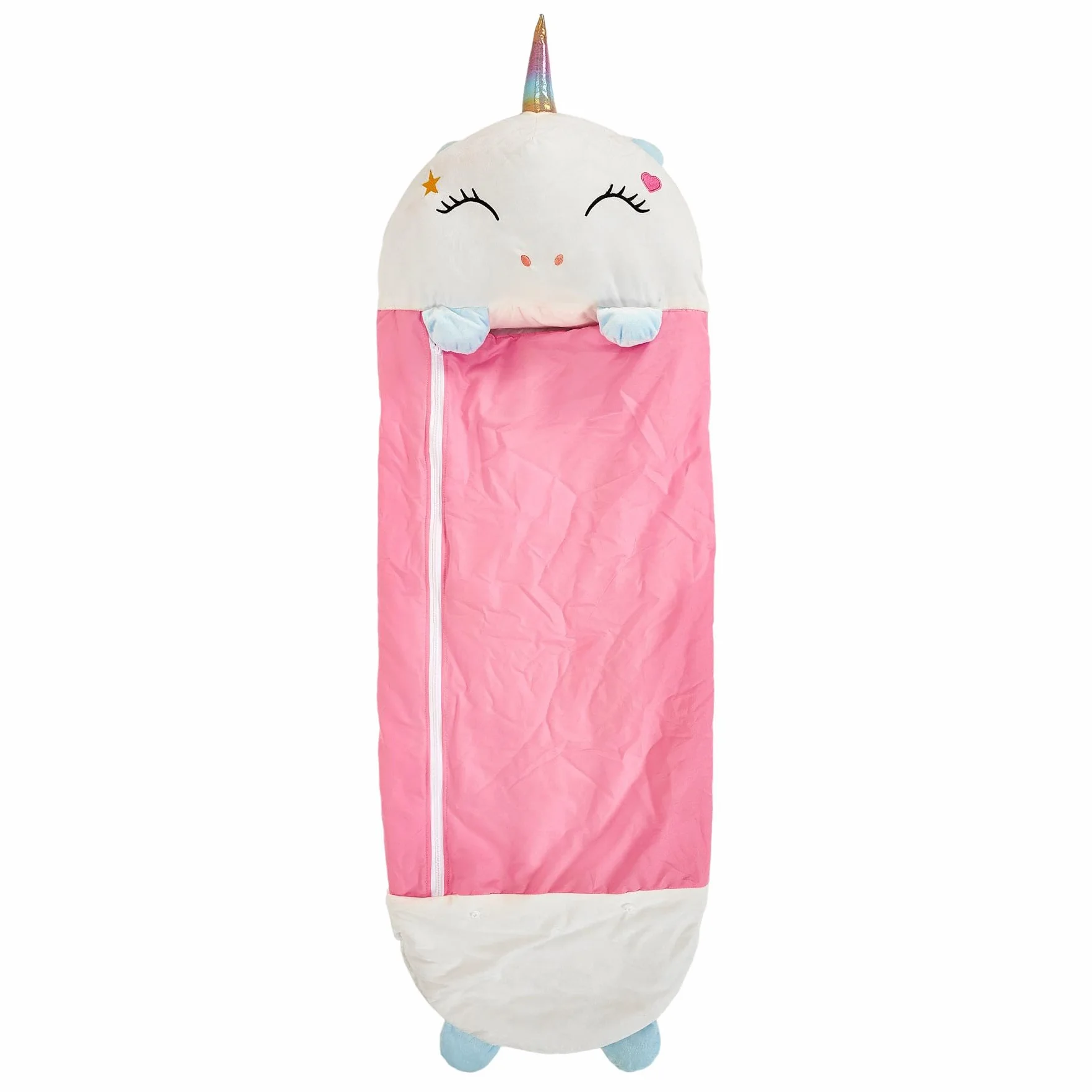 HOME DECO KIDS TX9401 Sac de Couchage Convertible Licorne 130x50 cm Rose Blanc