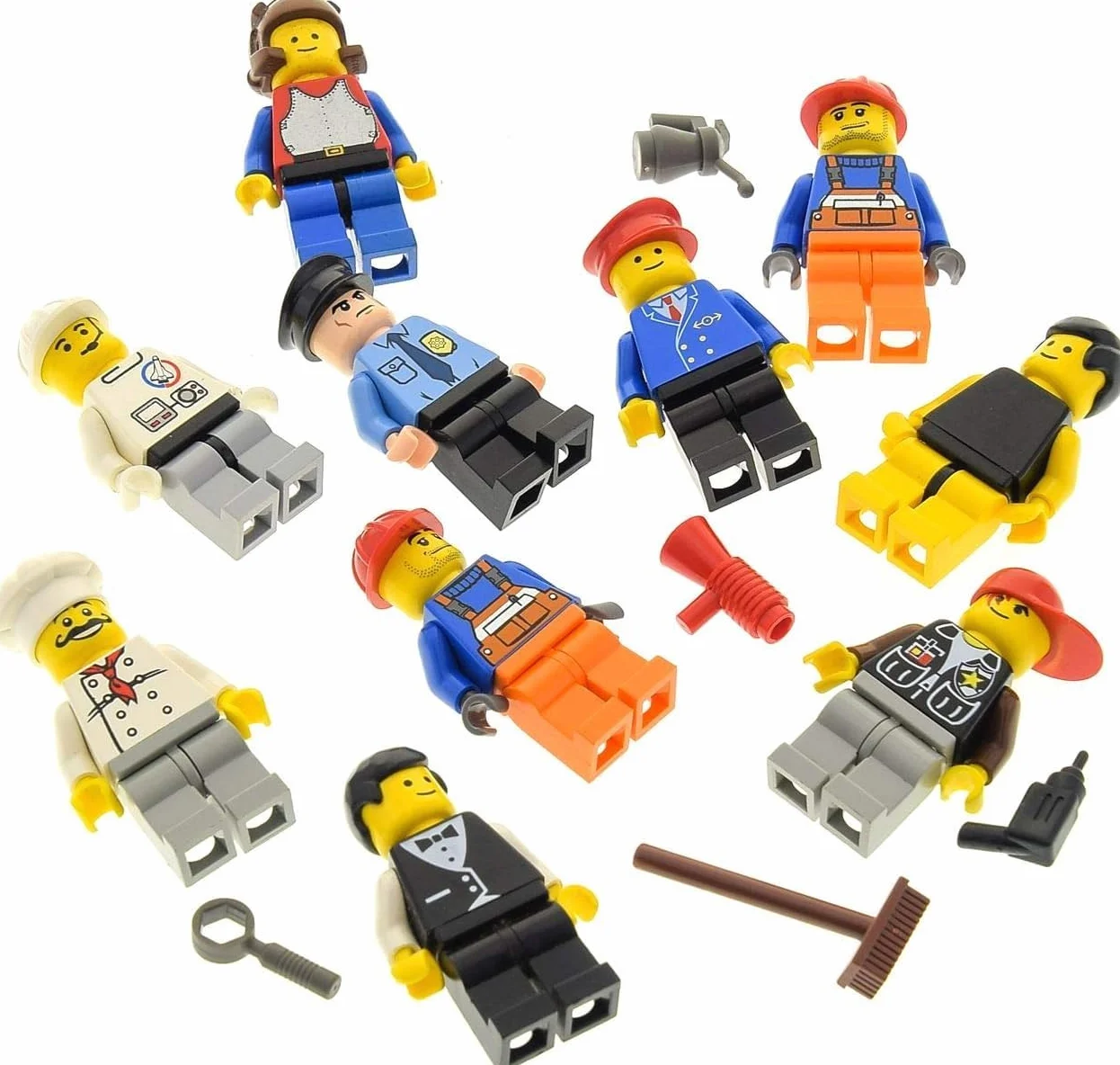 Lego Ville City Mini Figurine avec Accessoires Homme Femme Assortiment 10 X