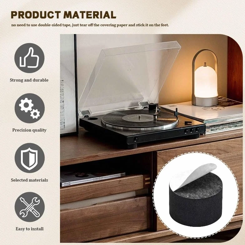 Patins d'Isolation Acoustique 16 Pièces 30x15mm Mousse EVA Anti-dérapant pour Subwoofer Amplificateur Home Cinéma Noir