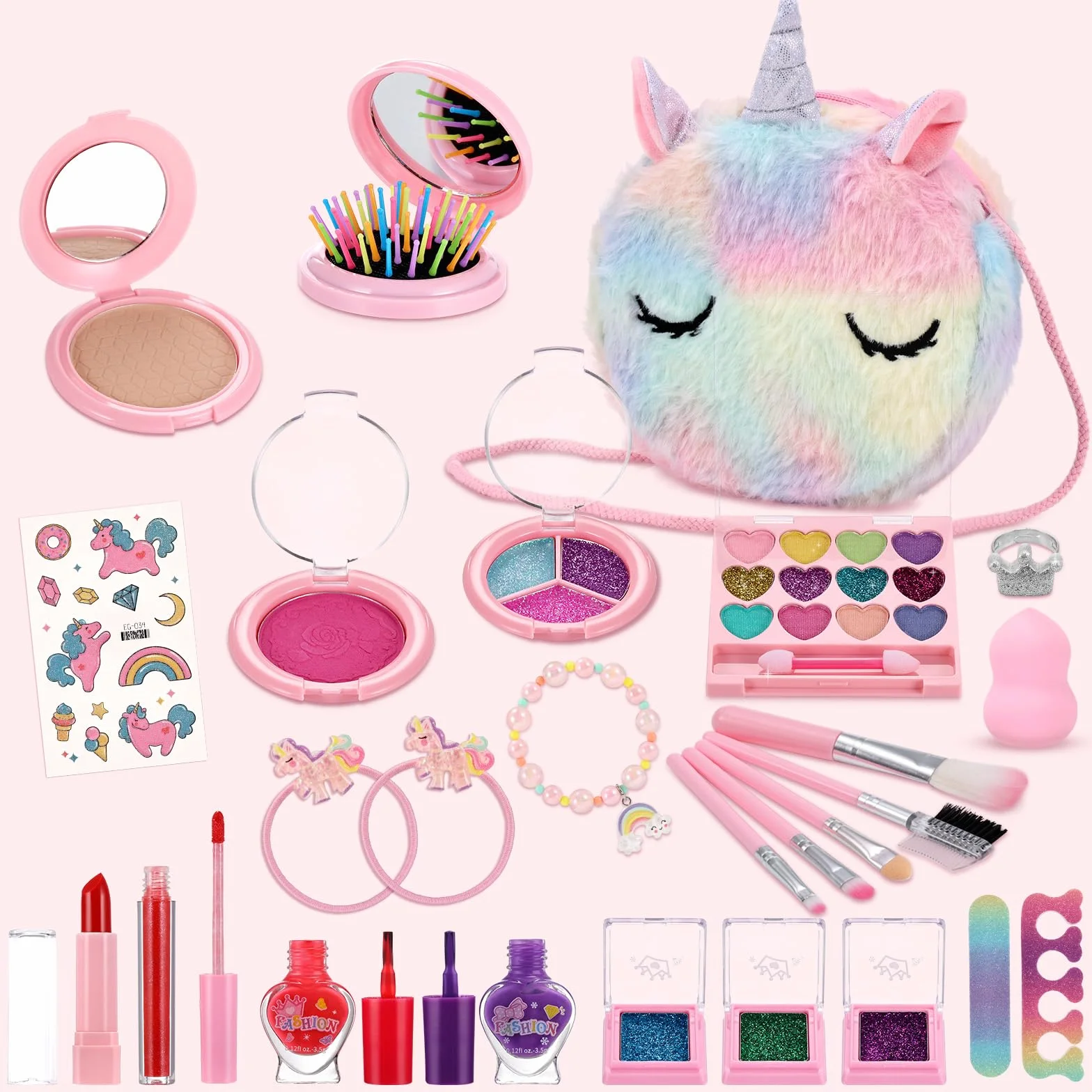 Anpro Coffret Maquillage Enfant Lavable Non Toxique, Malette Maquillage Fille 3 Ans+