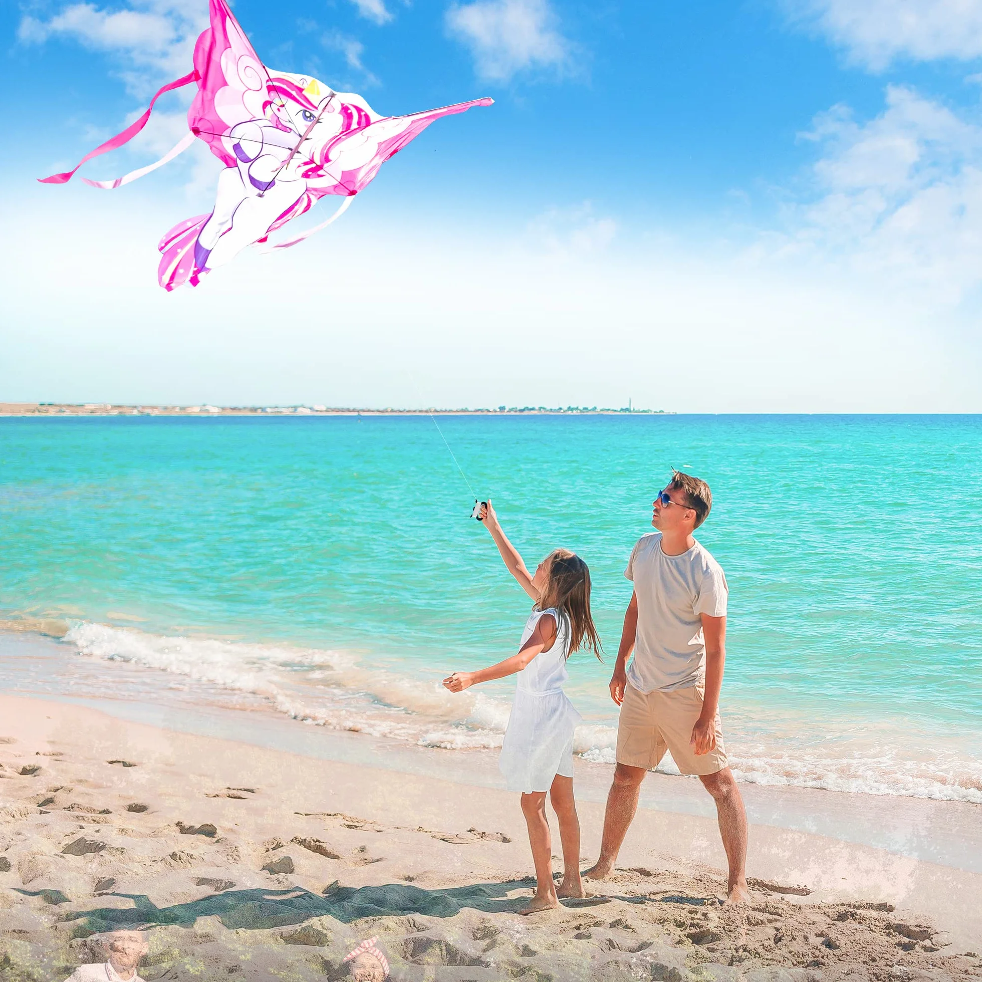 JOYIN Cerf-volant géant licorne 43,3 pouces Facile à voler enfants adultes Grand jeux plage plein air