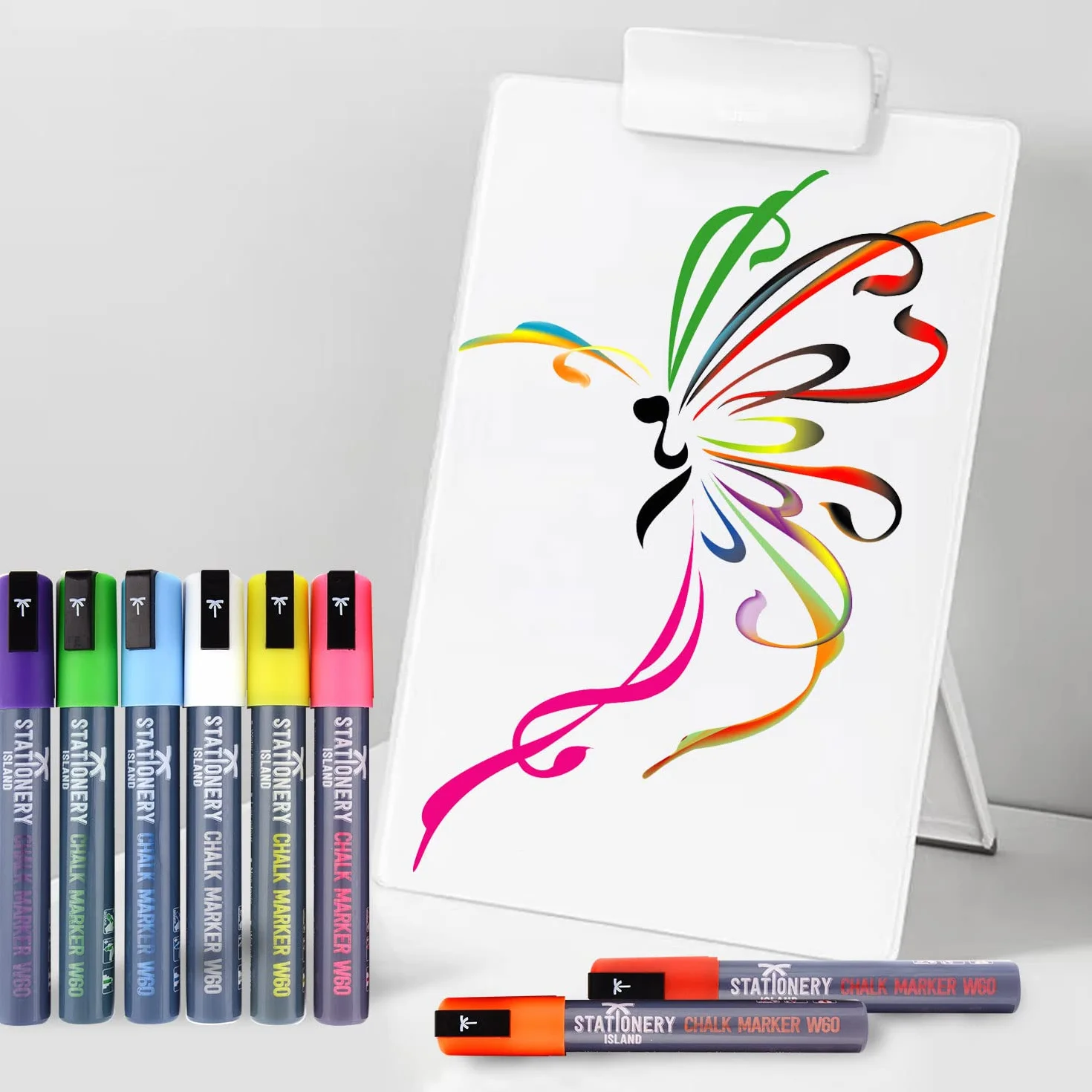 STATIONERY ISLAND Marqueur Craie Effacable 6MM Lot de 8 Couleur