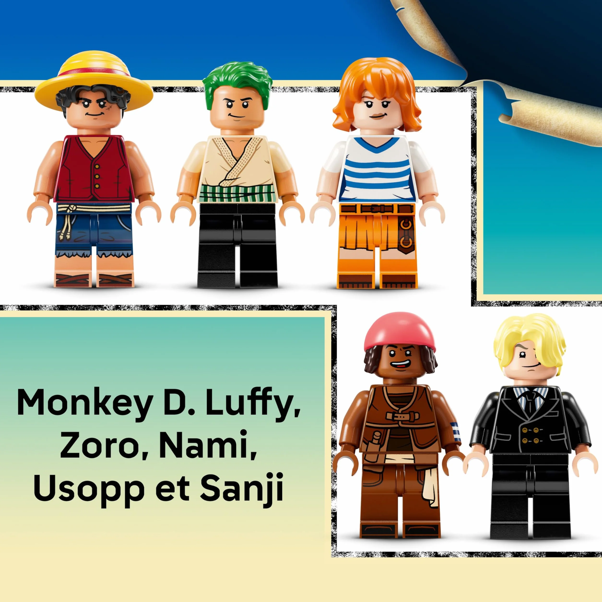 LEGO One Piece Le Bateau Pirate Vogue Merry Jouet Bateau Maquette avec 5 Minifigurines Luffy Zoro Nami Cadeau Anime 10 Ans