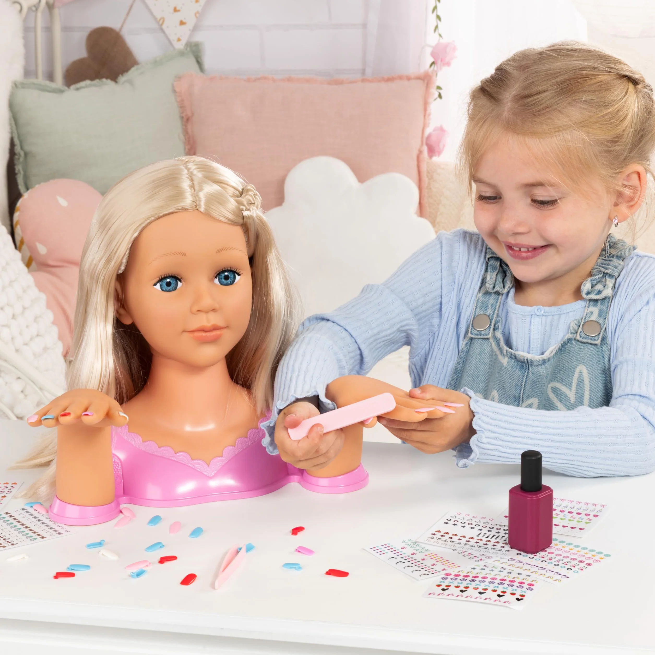 Bayer Design Charlene Magic Nails tête à Coiffure et Maquillage avec Mains et Ongles, Accessoires Cheveux, 30 cm