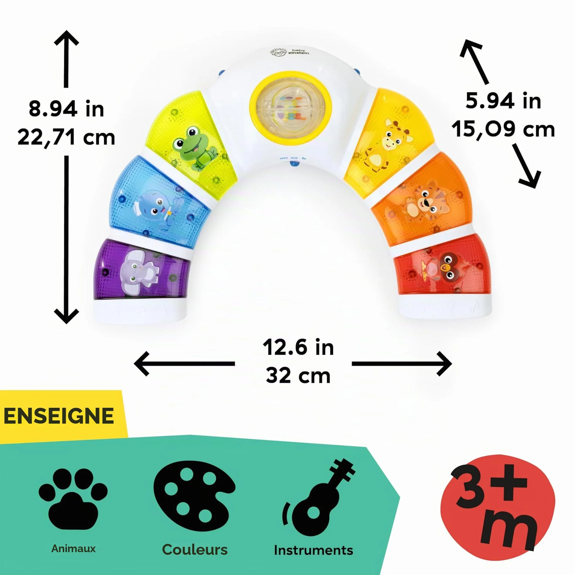 Baby Einstein Glow & Discover Light Bar Jouet Musical Piano d’activités avec Lumières Musique Hochet Multilingue 3 Mois+
