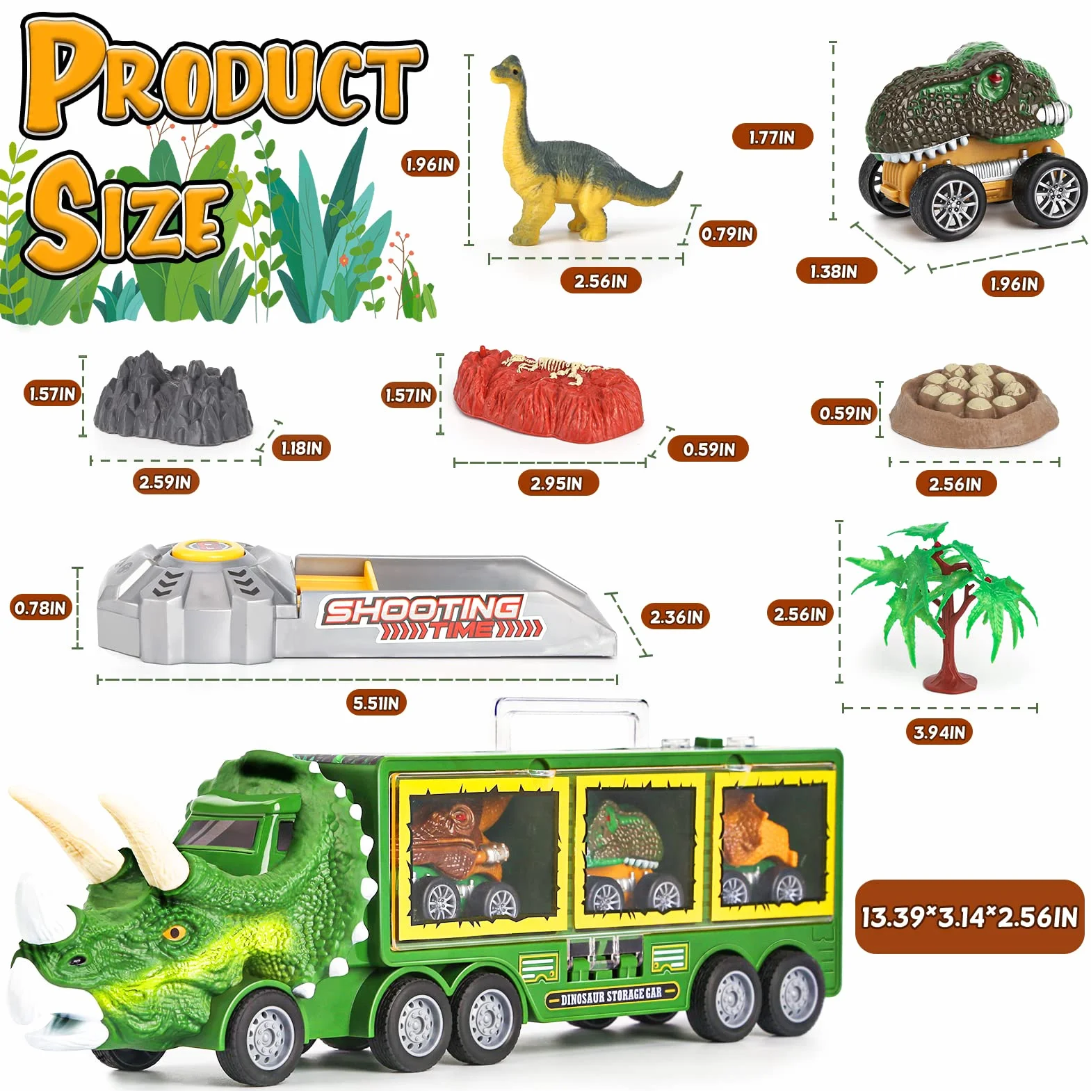 DINORUN Dinosaure Jouet Camion de Transporteur avec Lumière et Son pour Enfant 3 4 5 Ans