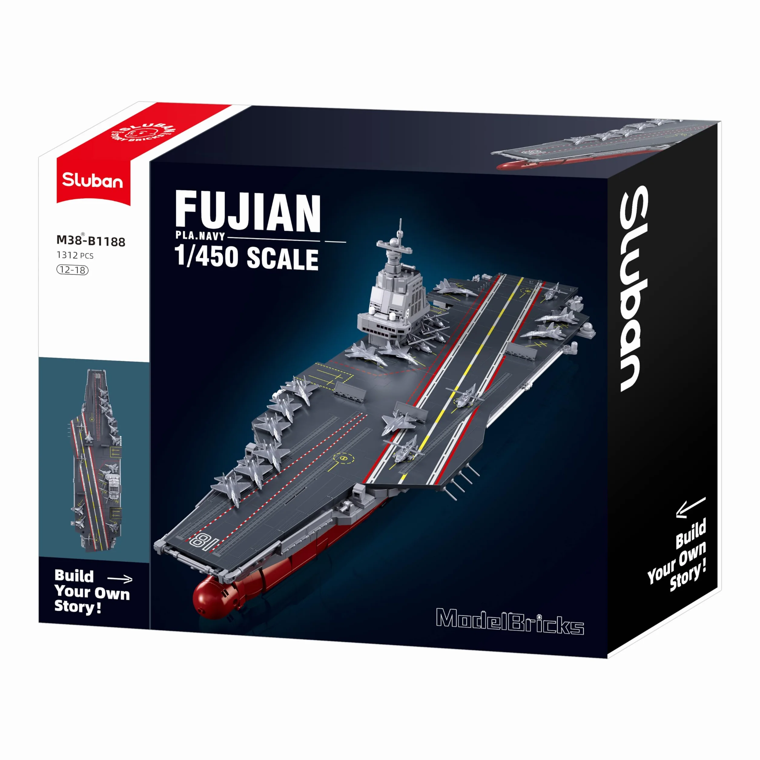 Sluban Fujian M38-B1188 Porte-avions échelle 1:450 1312 pièces