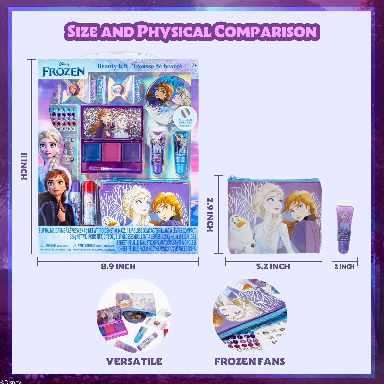 Coffret Maquillage Enfant Frozen Gloss Baume Lèvres Sac