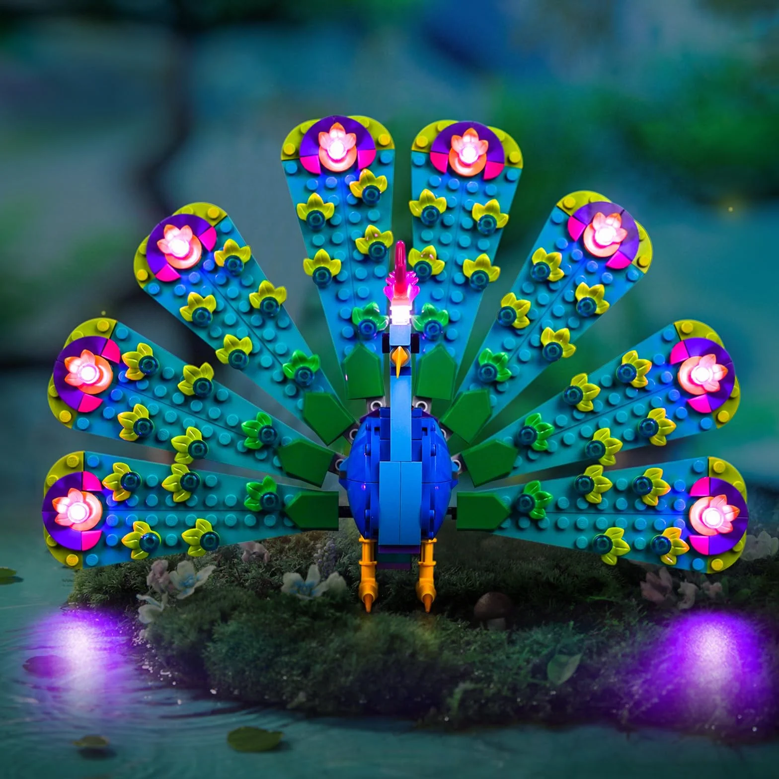 BrickBling Jeu de lumières LED compatible avec Lego 31157 Le paon exotique