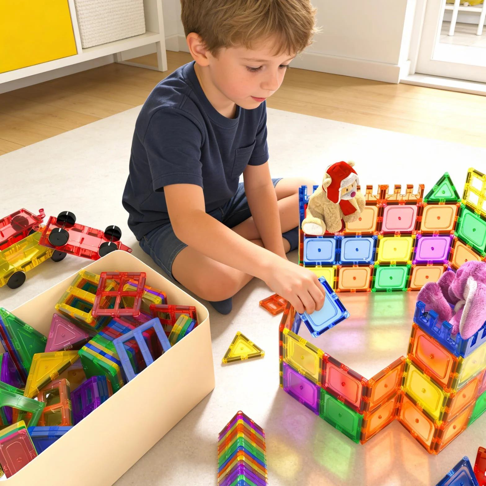 Carreaux magnétiques Jouets de construction Montessori pour enfants 3+ ans