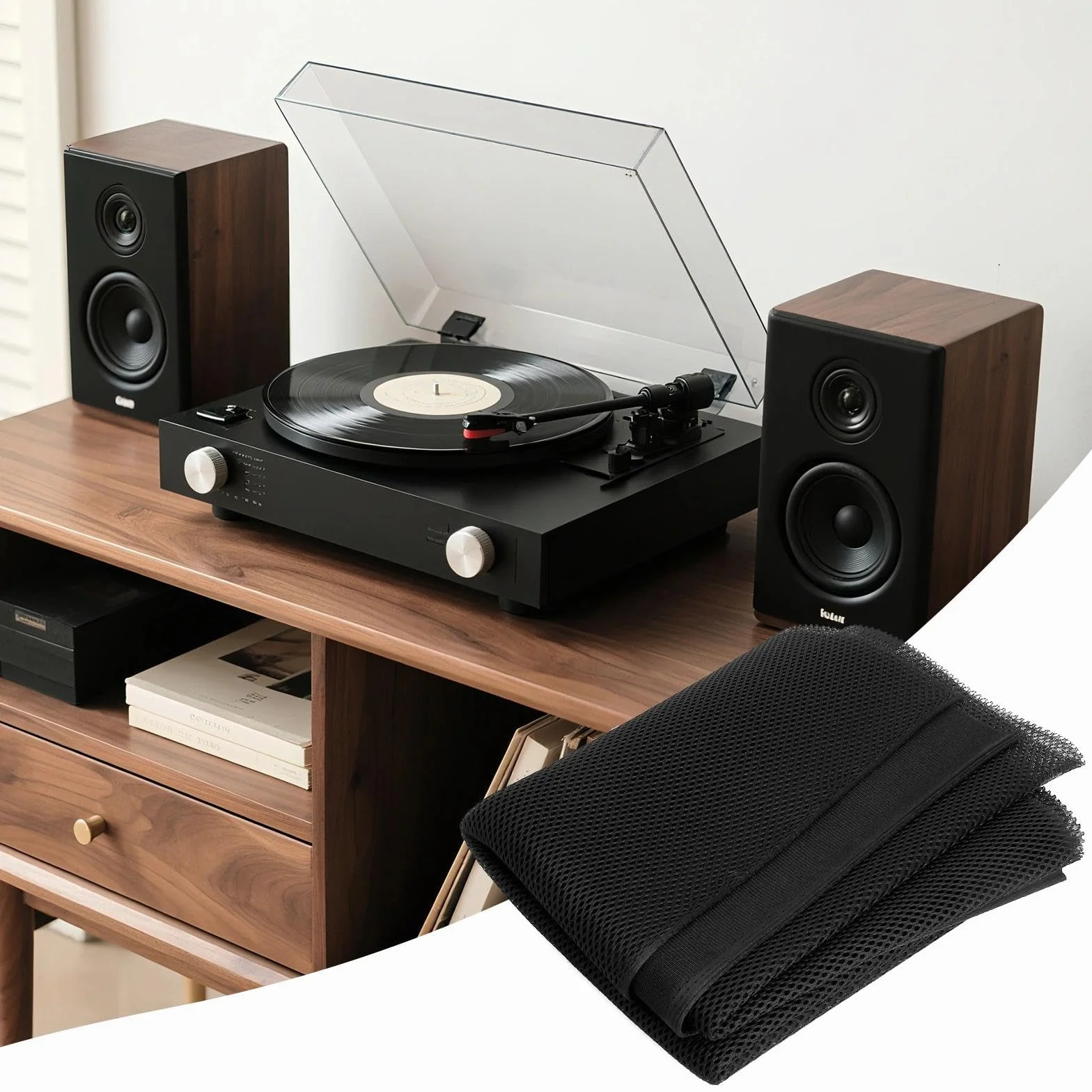 Tissu acoustique HiFi grille de protection pour haut-parleur Noir 140 x 50 cm