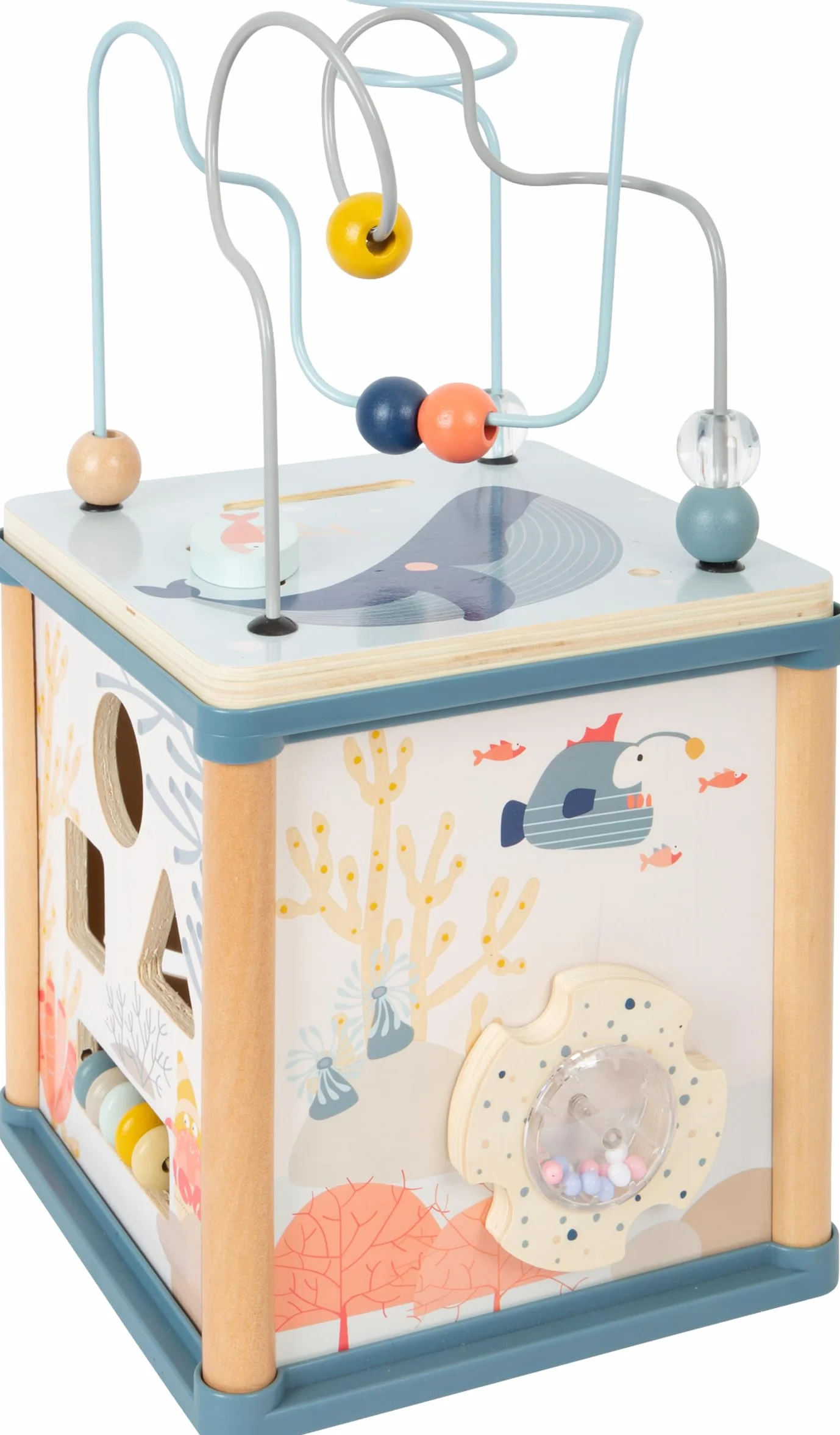 Cube de motricité Monde sous-Marin en Bois 5 Faces Jouet Enfant 12 Mois