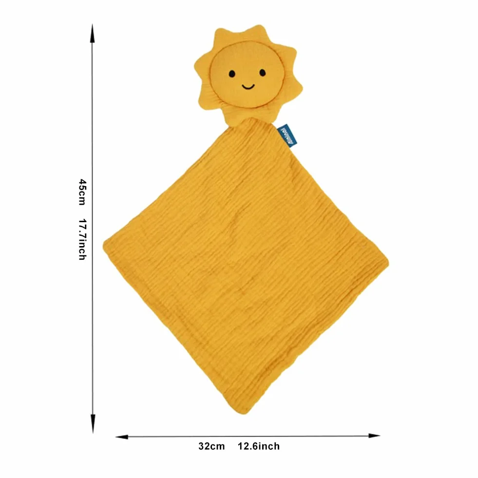Doudou Ours pin Bébé Jouet de Dentition Doux Respirable Couverture Sensorielle Mouchoir en Coton