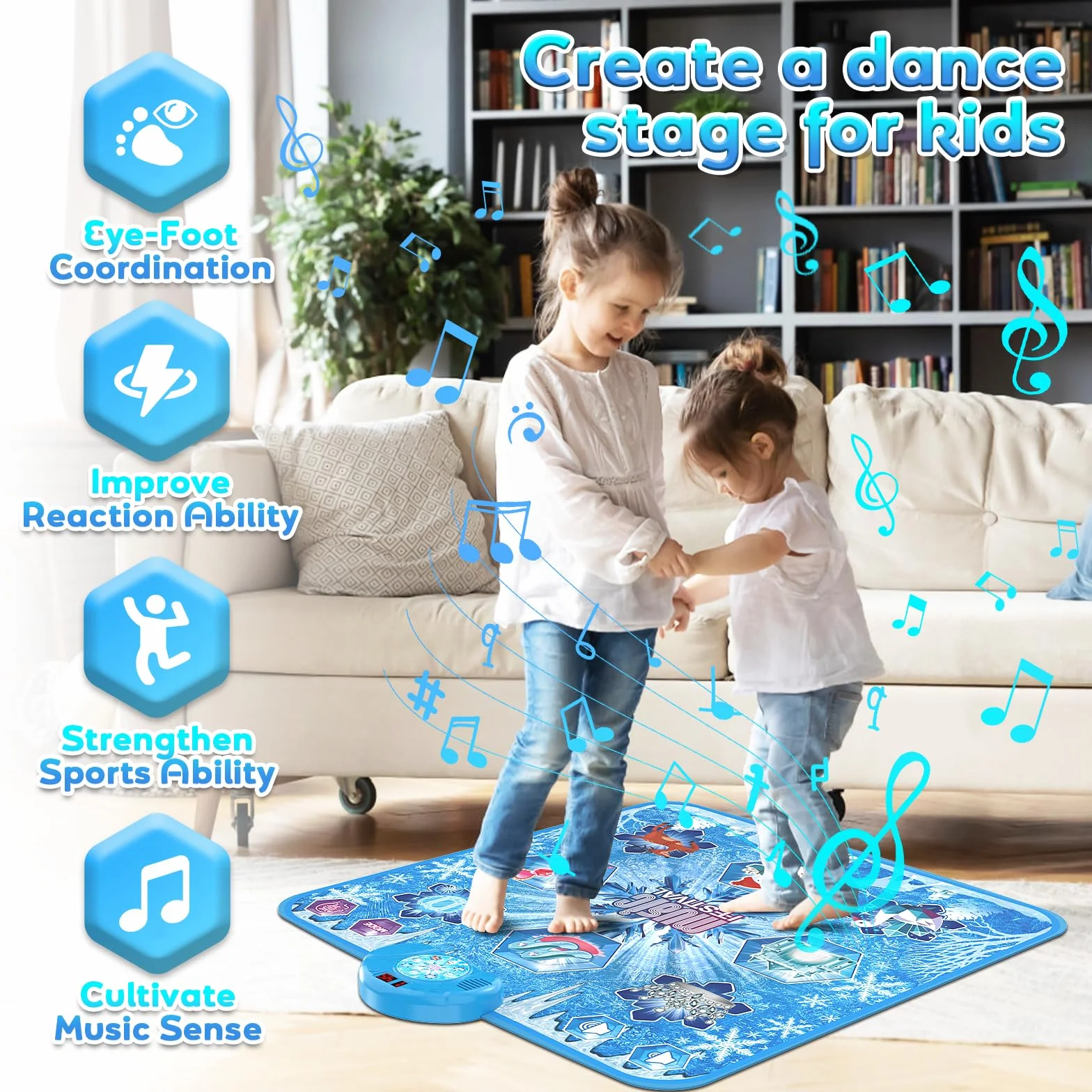 Tapis de Danse pour Enfants avec Musique LED 6 Modes Jeu Cadeau Noël Garçons Filles 3-9+