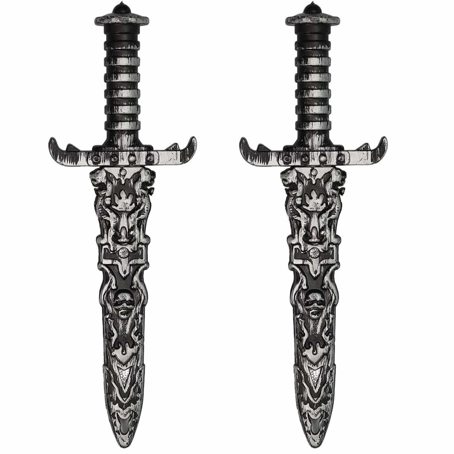 HORREX Faux Couteau en Plastique, Epee Court de Pirate, Dague en Argent Style Antique pour Halloween