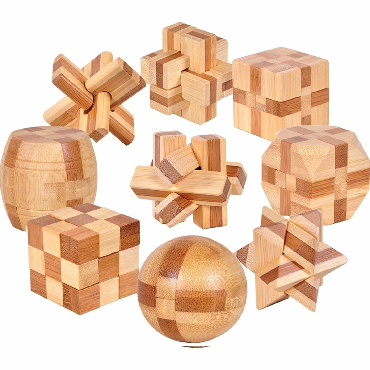 Casse Tête en Bois Set 9 Pièces - 3D Puzzle Classique - Jeu de Logique Éducatif pour Adulte et Enfant