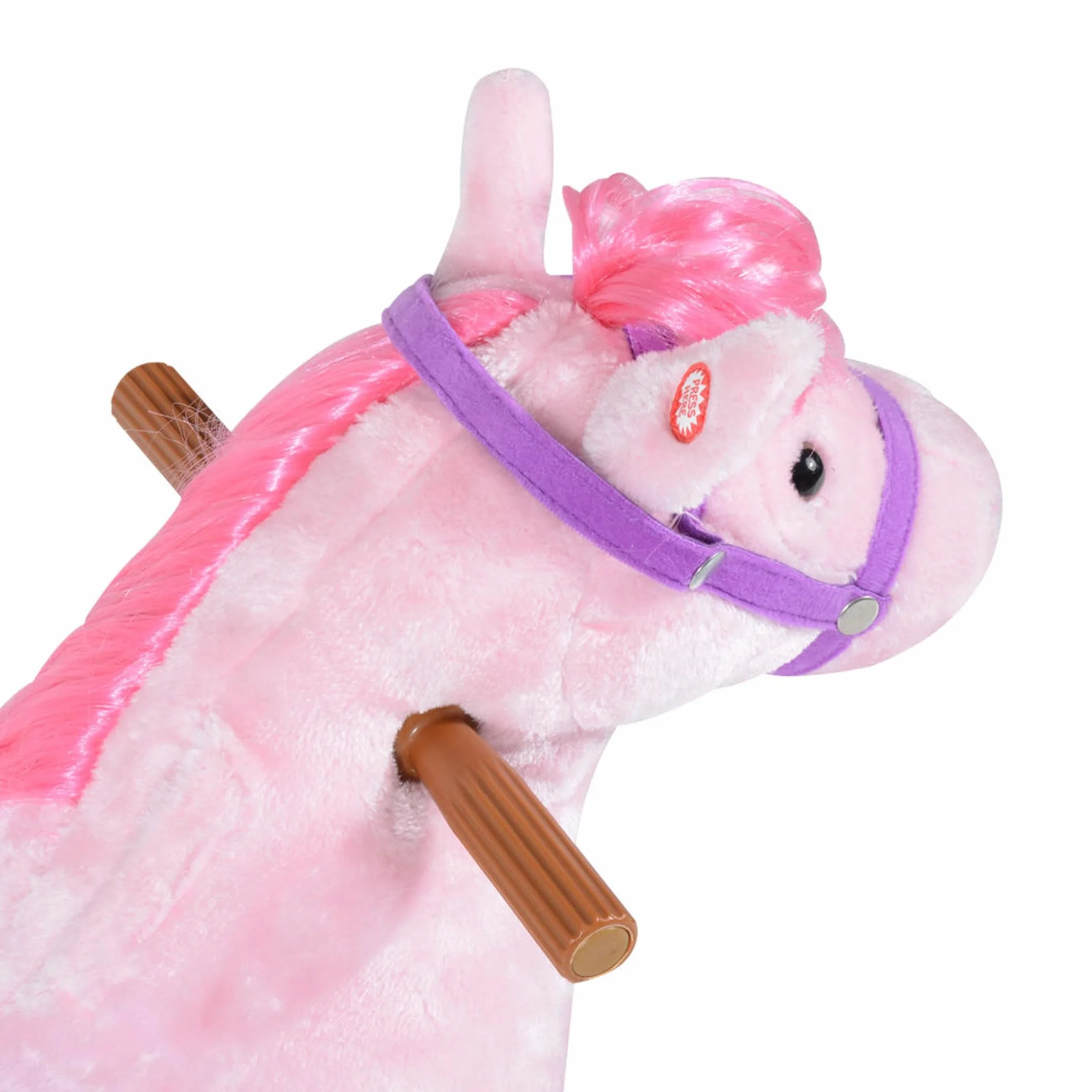 HOMCOM Cheval à bascule pour enfants 3+ ans 4 roues sons réalistes rembourré repose-pieds 65x28x75 cm rose