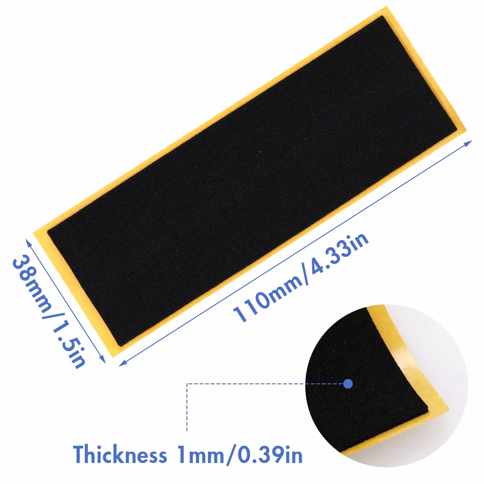 ASTER Ruban adhésif mousse antidérapant pour fingerboard 110 x 38 x 1 mm 12 pcs