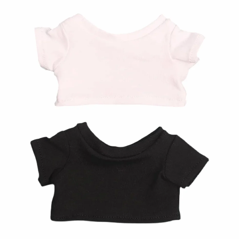Vêtements de poupée en peluche 15 cm t-shirts manches courtes noir et blanc