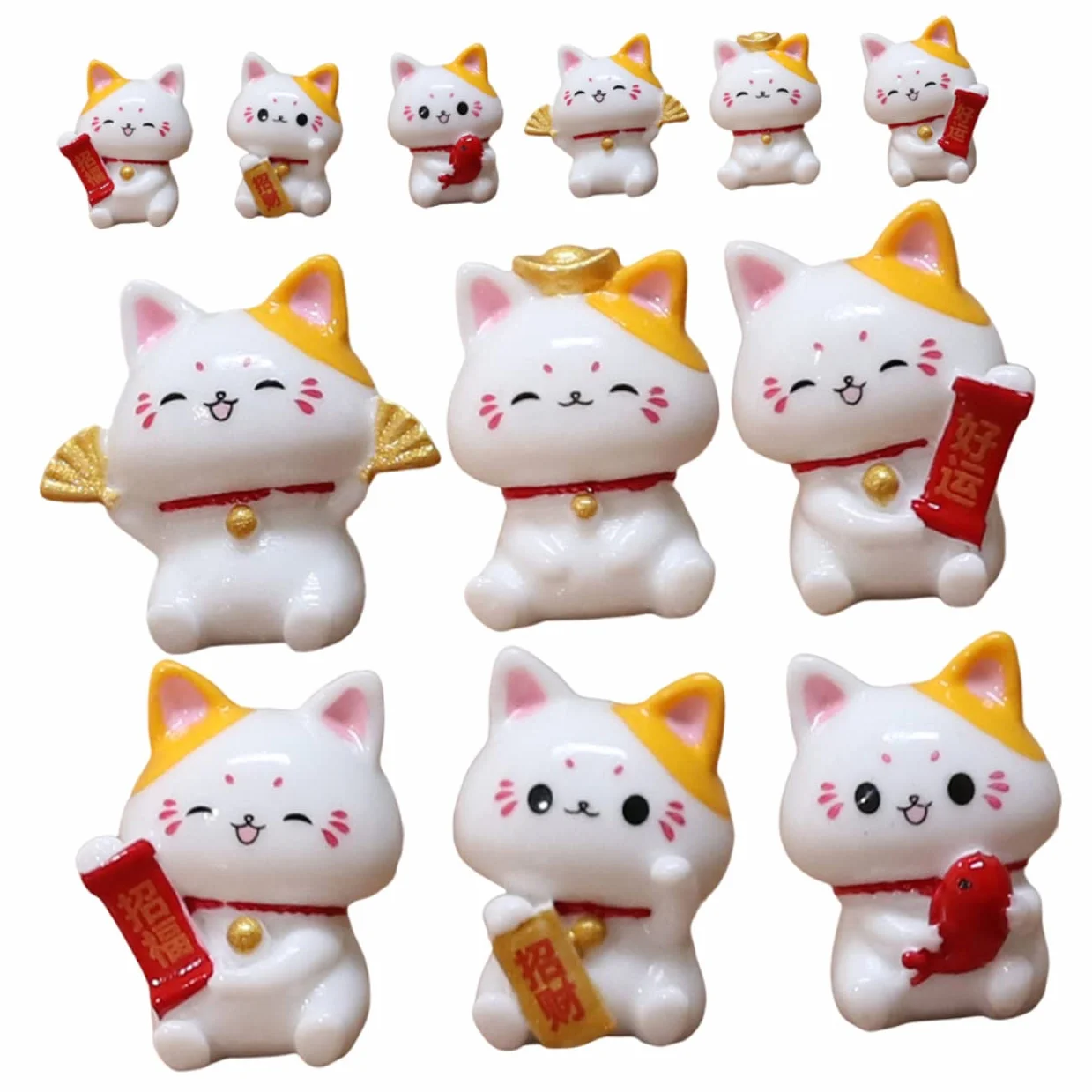 HEMOTON 36 Figurines de Chat Miniatures en Résine Maneki Neko Décor Jardin
