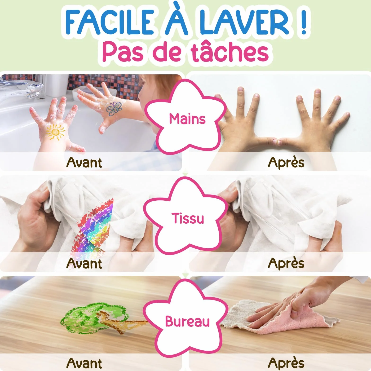 TinyGeeks Crayons Non Toxiques Lavables Forme Ergonomique Cacahuète pour Enfants 3 Ans+ Coloriage Facile à Tenir
