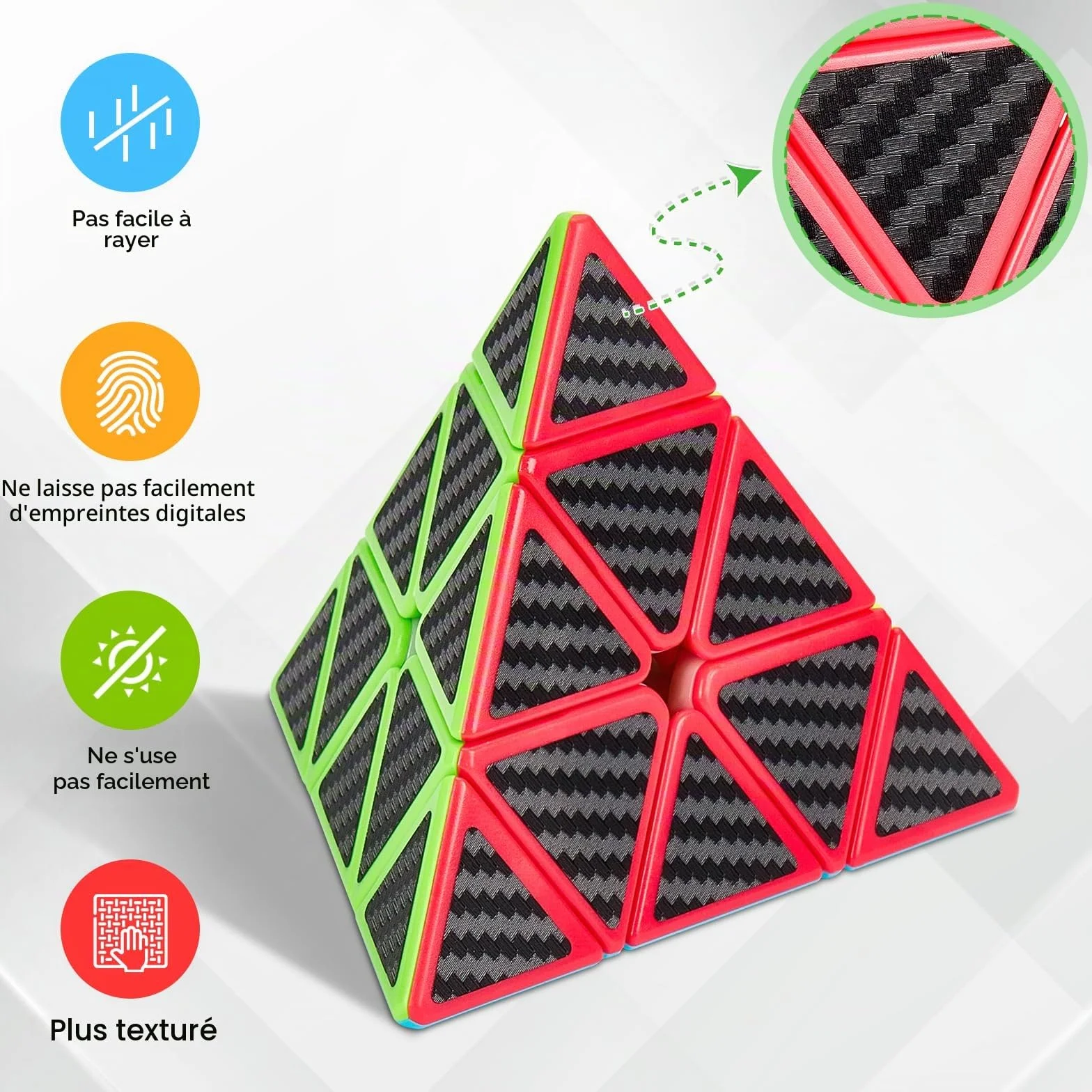 Coolzon Speed Cube Set Pyraminx Megaminx 2x2 3x3 4x4 5 Pack Boîte Cadeau Cubo Autocollant Carbone Fibre Ultra Rapide