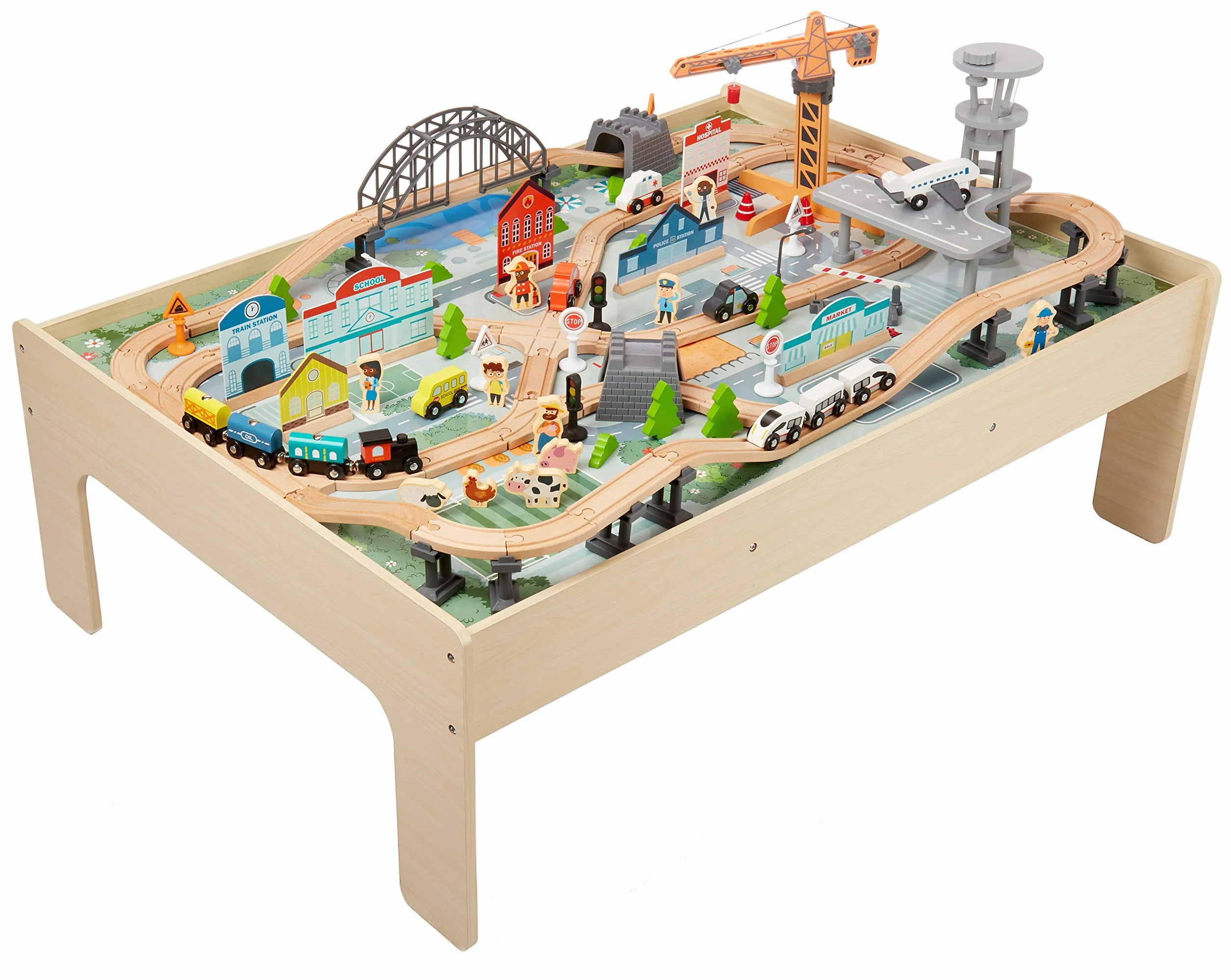 Amazon Basics Ensemble petit train avec table 120 pièces Multicolore 120.4 x 85 x 41 cm