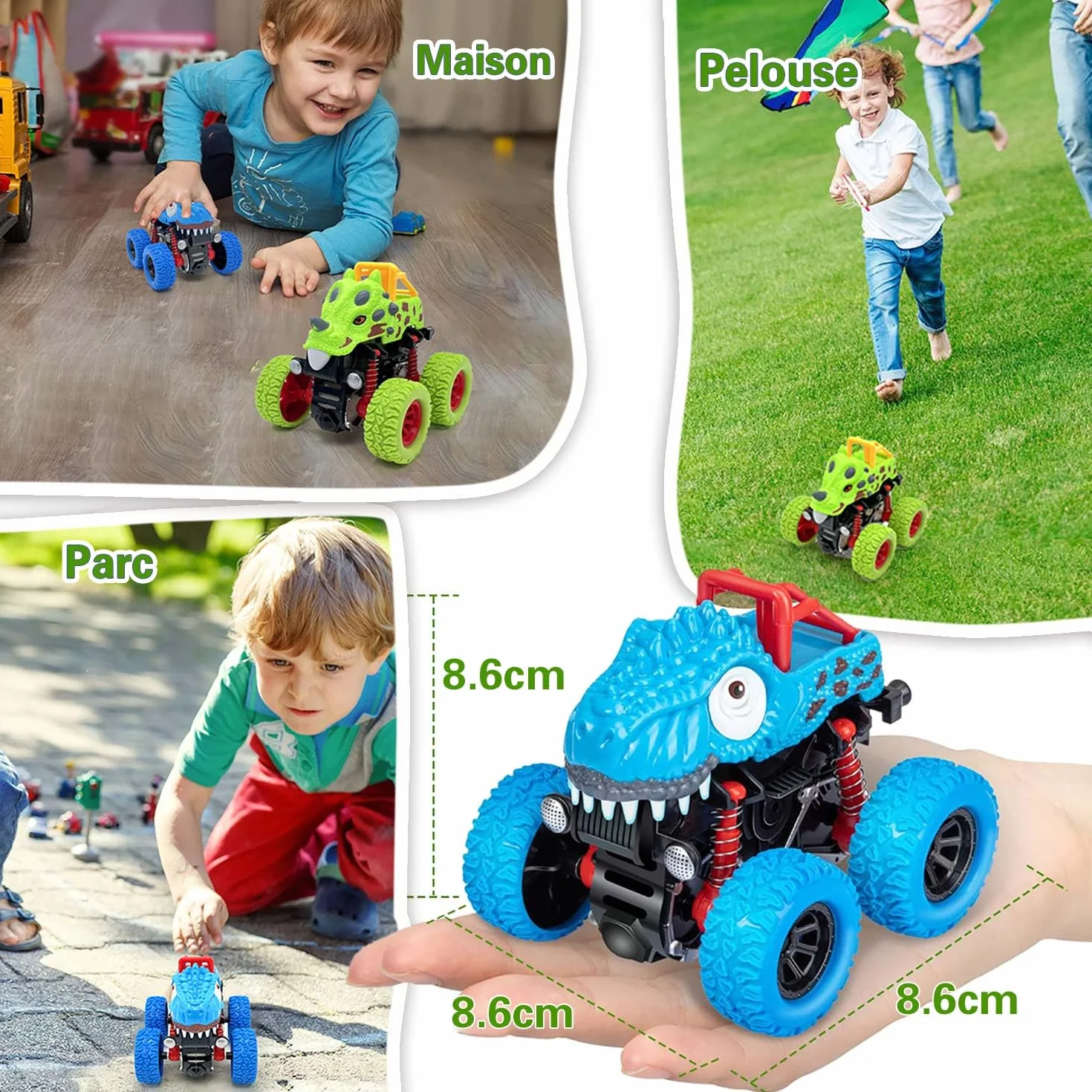 Monster Truck Dinosaure Lot de 2 Voiture Jouet pour Enfant Garçon 2-5 Ans