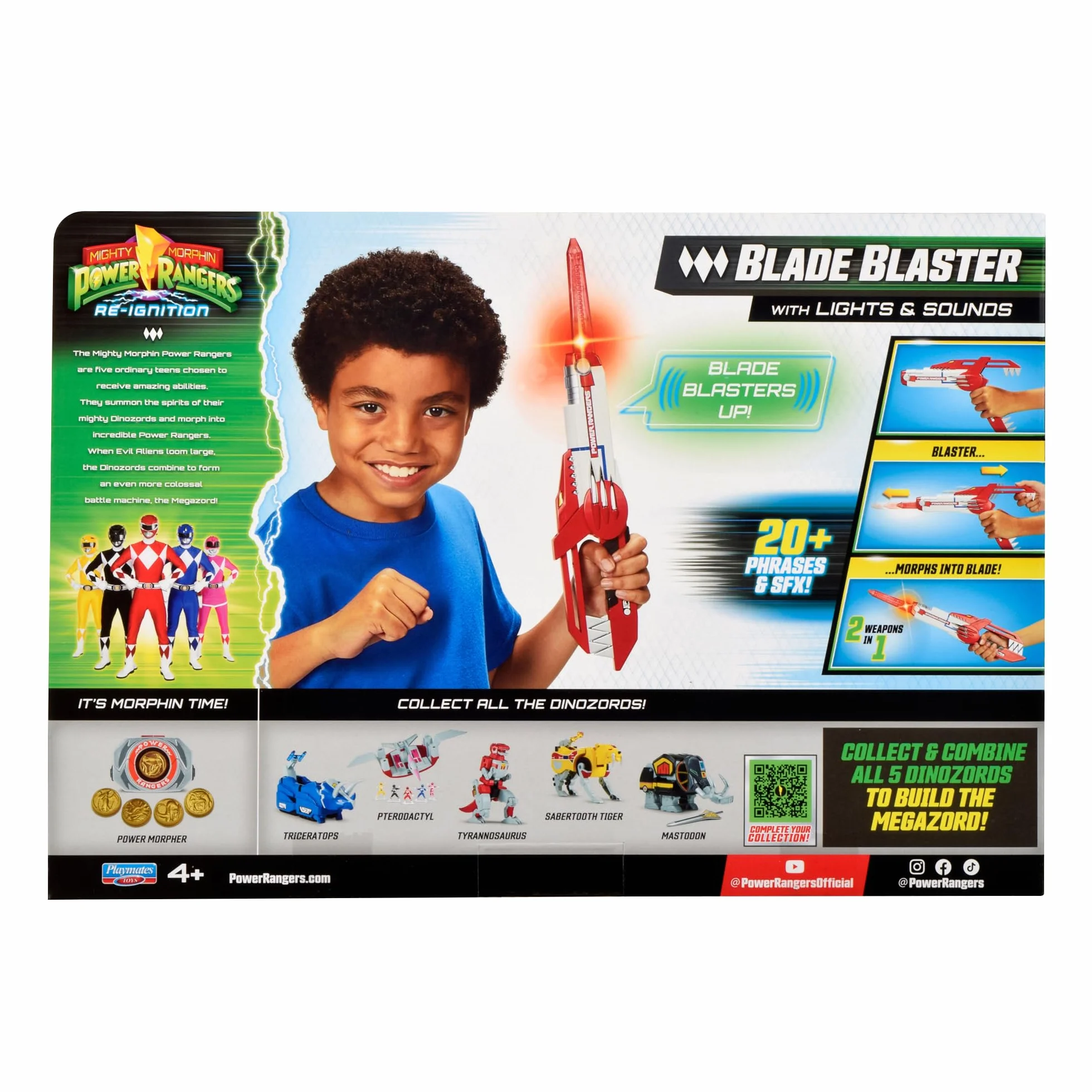 Power Rangers Pistolet Blaster 2-en-1 Sons et Lumières 4+ PWG11