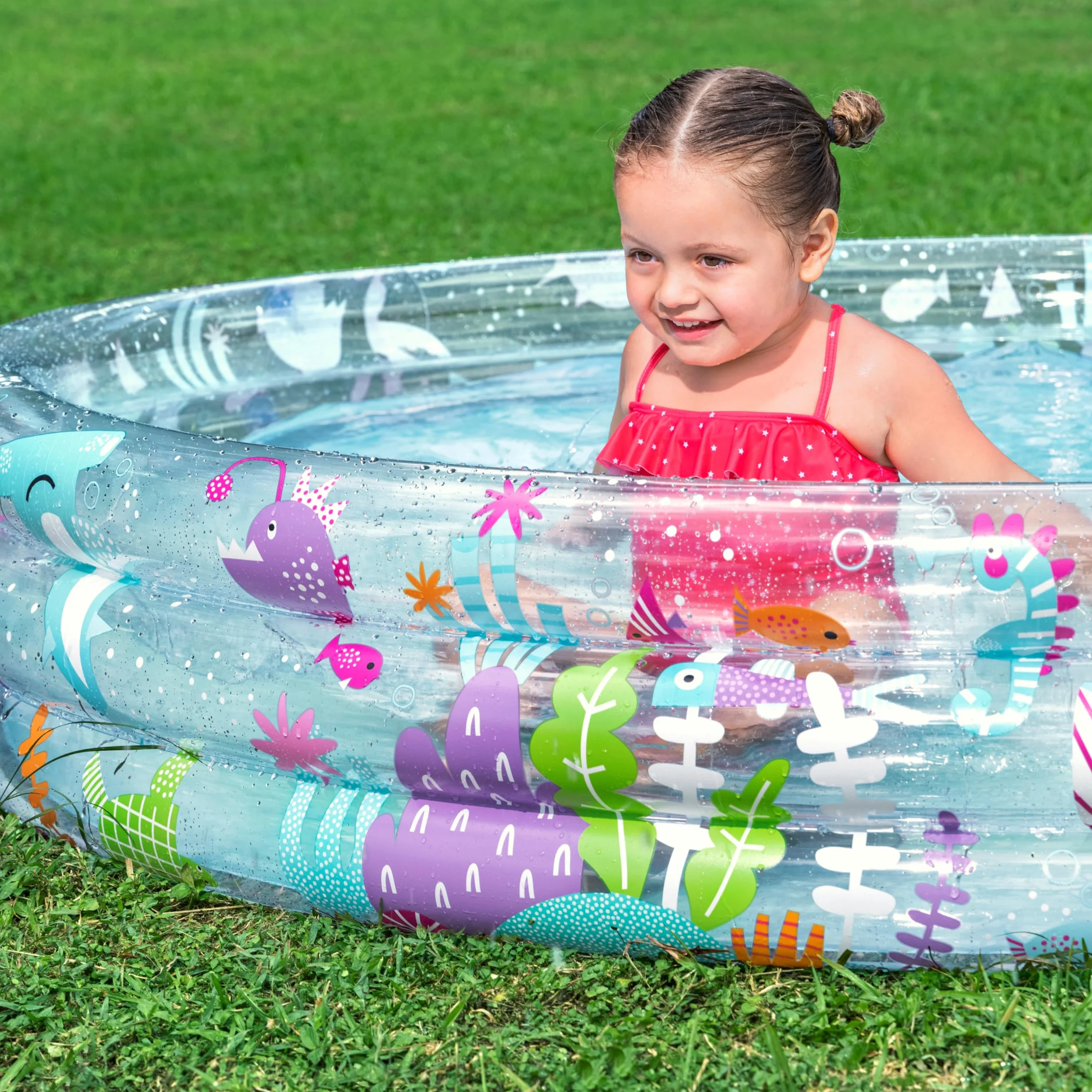 Bestway Pataugeoire Gonflable pour Enfants Trois Anneaux Deep Dive 183 cm x 183 cm x 33 cm Multicolore