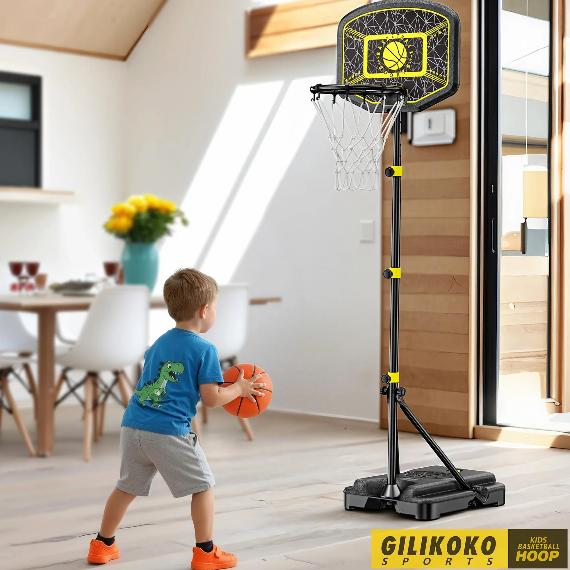 Panier de Basket Enfants Hauteur Réglable 110-190 cm Jouets Extérieur Intérieur