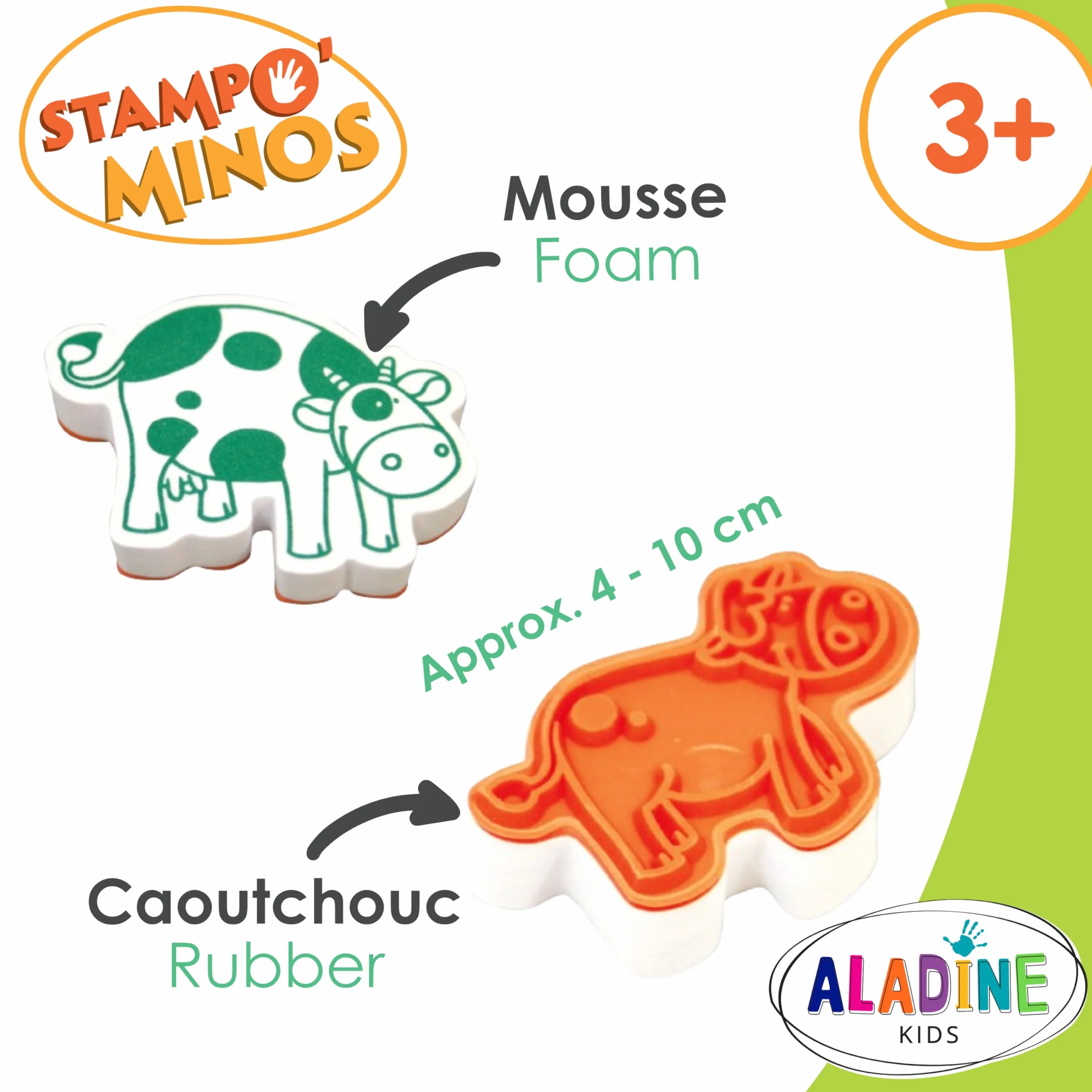 Aladine Tampons Animaux de la Ferme avec Encreur Stampominos Encre Lavable Enfant dès 3 ans