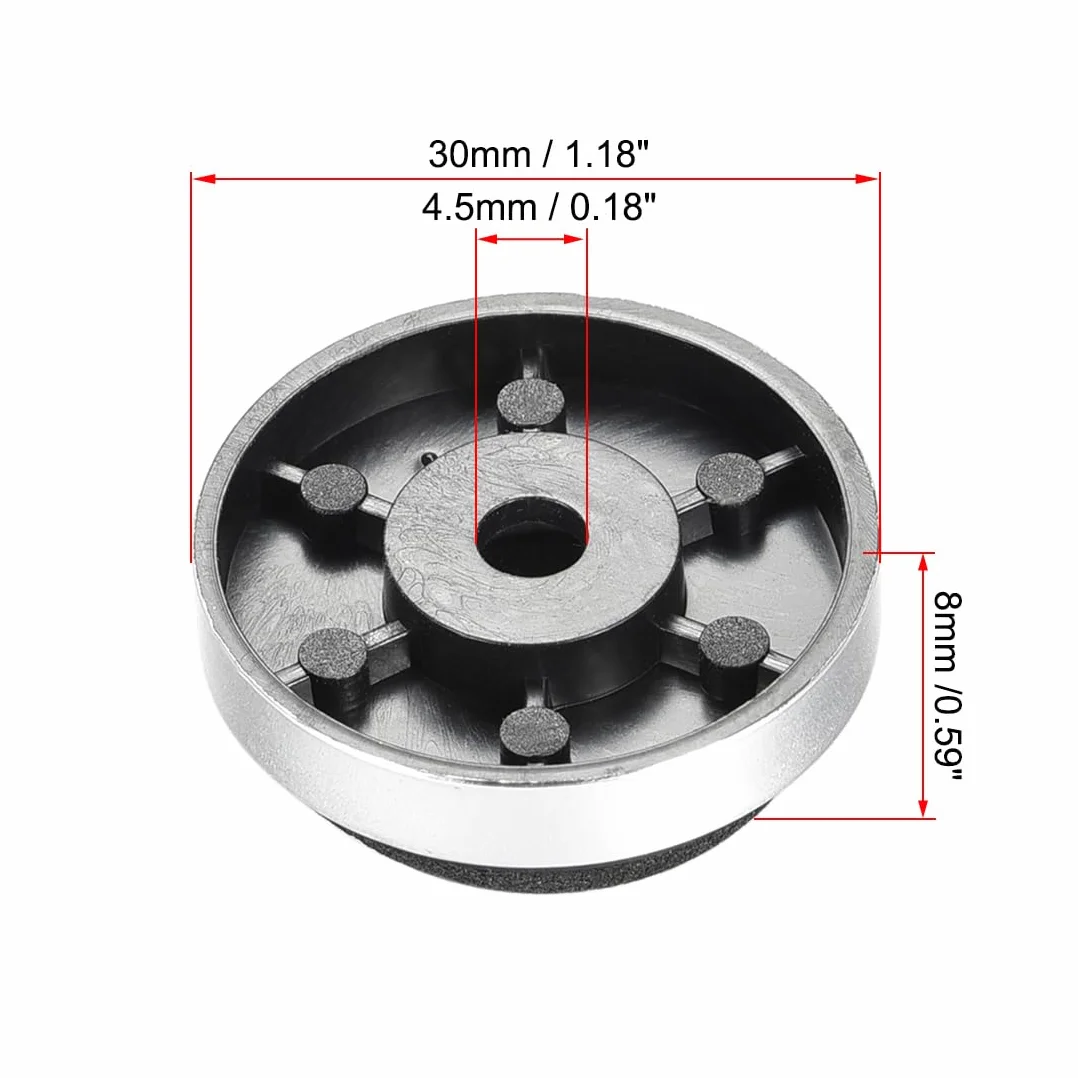 Sourcing Map 8Pcs D30xH8mm Plastique Pieds Anti-Vibration Base Tampon Chevalet pour Haut-Parleur Guitare Amplificateur HiFi Argenté