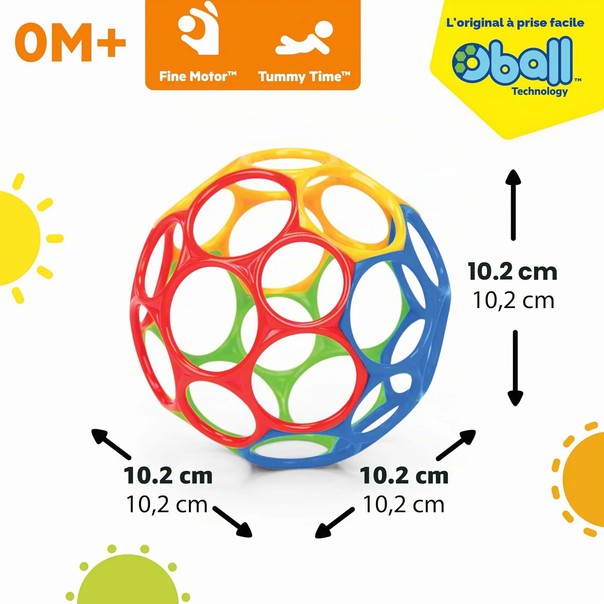 Bright Starts Oball Classic Balle Flexible Jouet d'activité sensorielle Multicolore