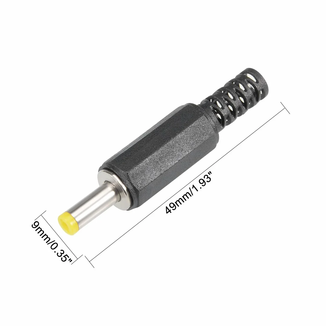 sourcing map 2Pcs DC Mâle Connecteur 4.0mm x 1.7mm Puissance Câble Jack Adaptateur Noir
