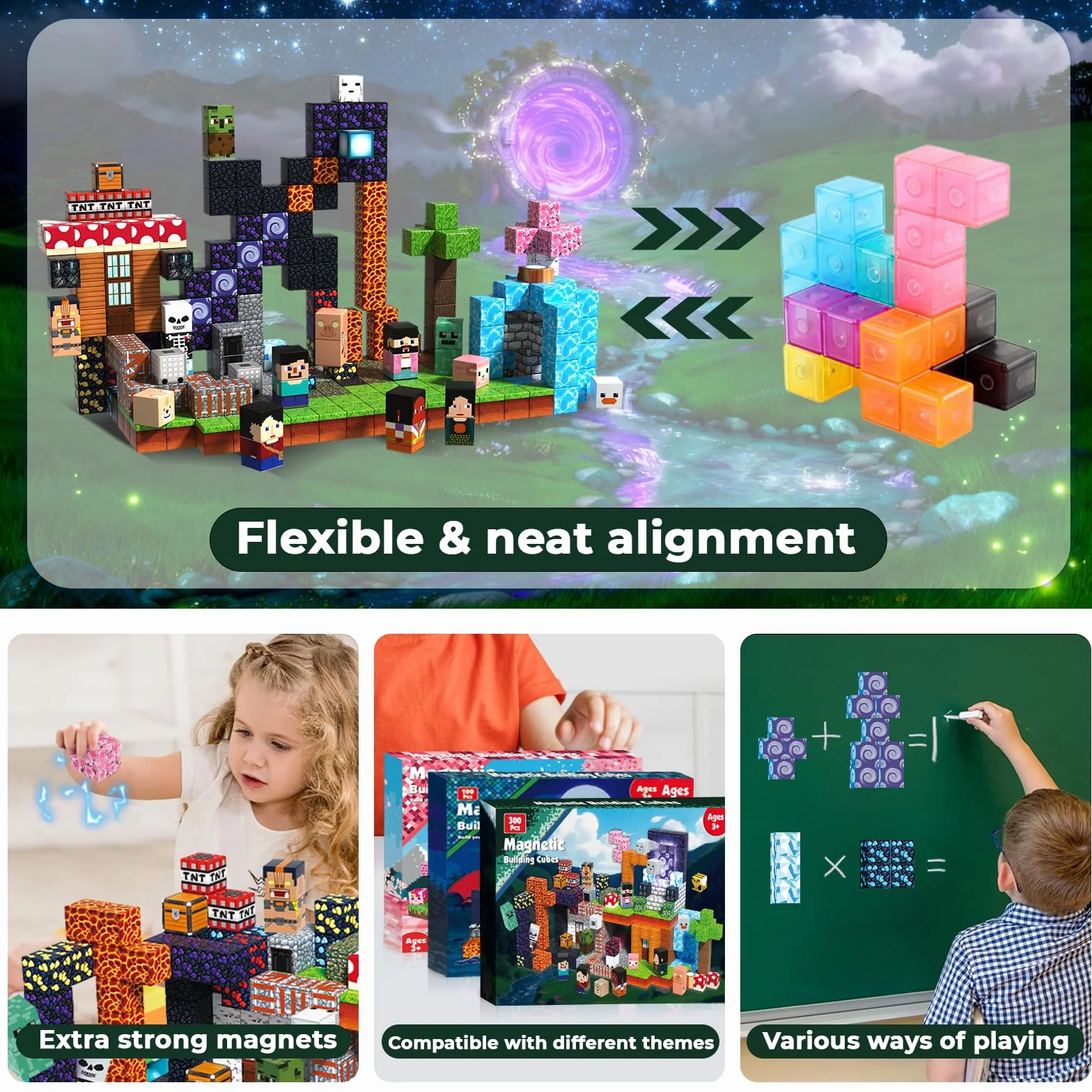 Magneverse Construction Magnetique Enfant 300 Pièces - Jeu de Construction Éducatif Aventure pour 4-12 Ans