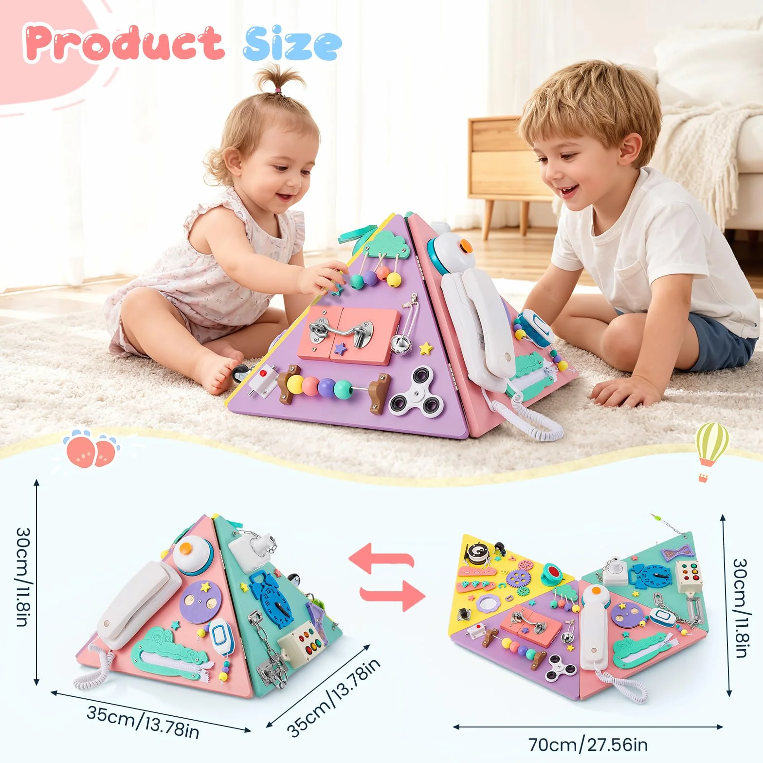 Planche Activité Montessori, Busy Board Bois pour Enfant 1 2 3 Ans