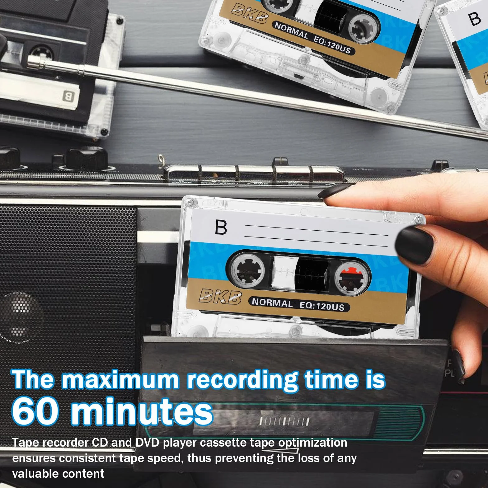 Cassettes audio vierges MC-60 minutes faible bruit Lot de 10