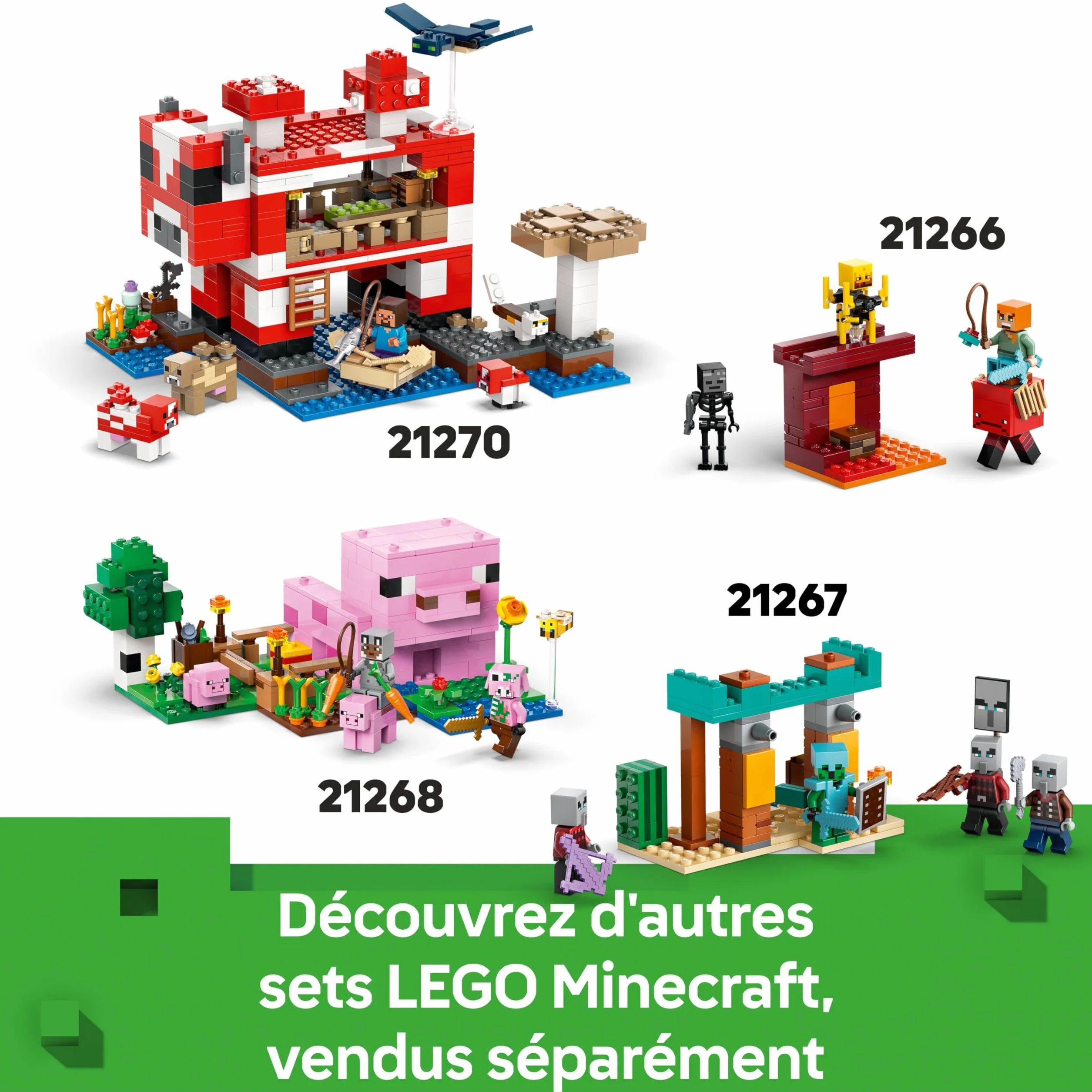 LEGO Minecraft L’Expédition dans la Mine du Tatou 21269 Jouet Interactif Figurines Araignée Venimeuse Loup TNT Cadeau 8 Ans