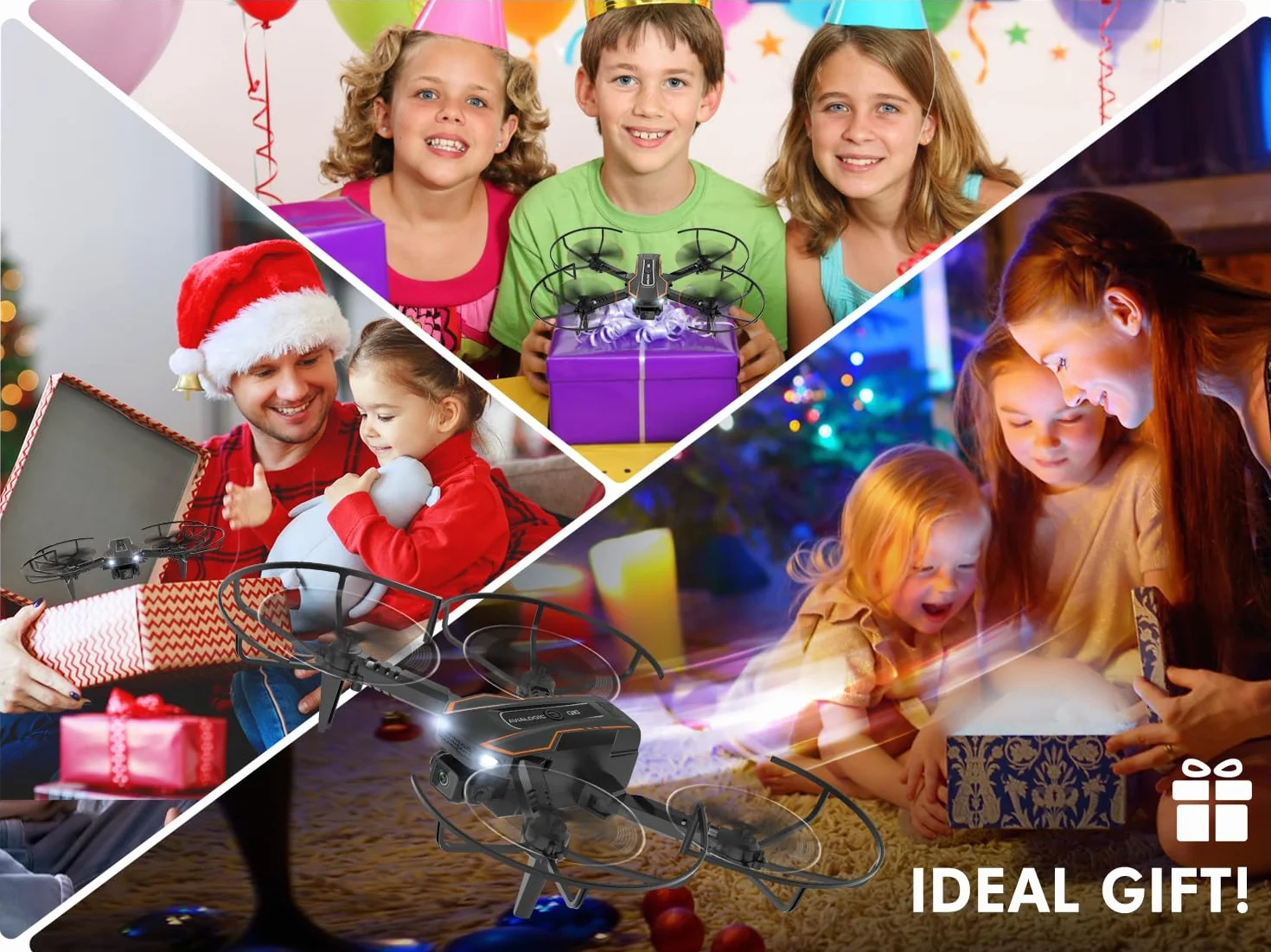 Drone pour Enfant avec Caméra 1080P HD FPV Quadricoptère Télécommandé Mode sans Tête Maintien d'Altitude 360°Flips 2 Batteries