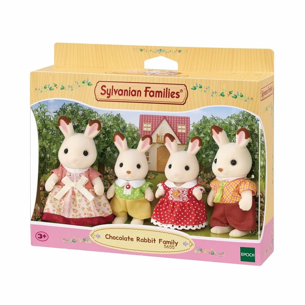 Sylvanian Families La famille Lapin Chocolat Set 4 figurines animaux miniatures jouet enfant 3 ans+