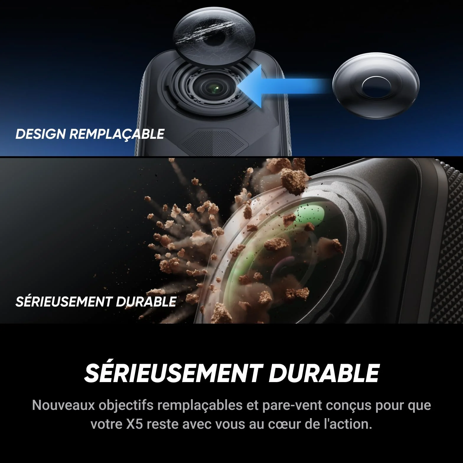 Insta360 X5 Caméra 360 8K, Perche Invisible, Étanche, pour Moto Sport Voyage