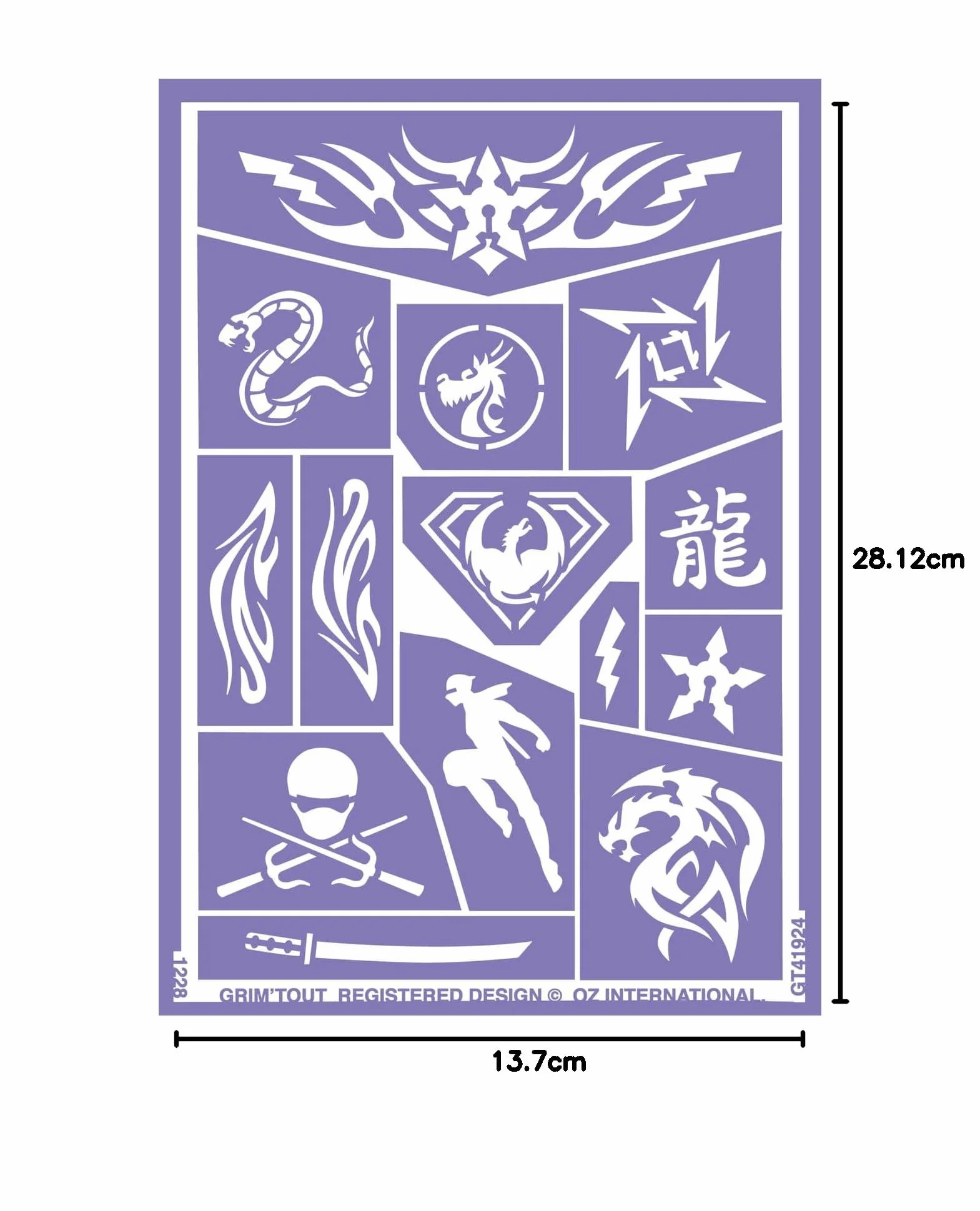 Pochoir Maquillage Enfant Ninja 21x15 cm Reutilisable Lavable Kit Peinture Visage Tatouage Temporaire