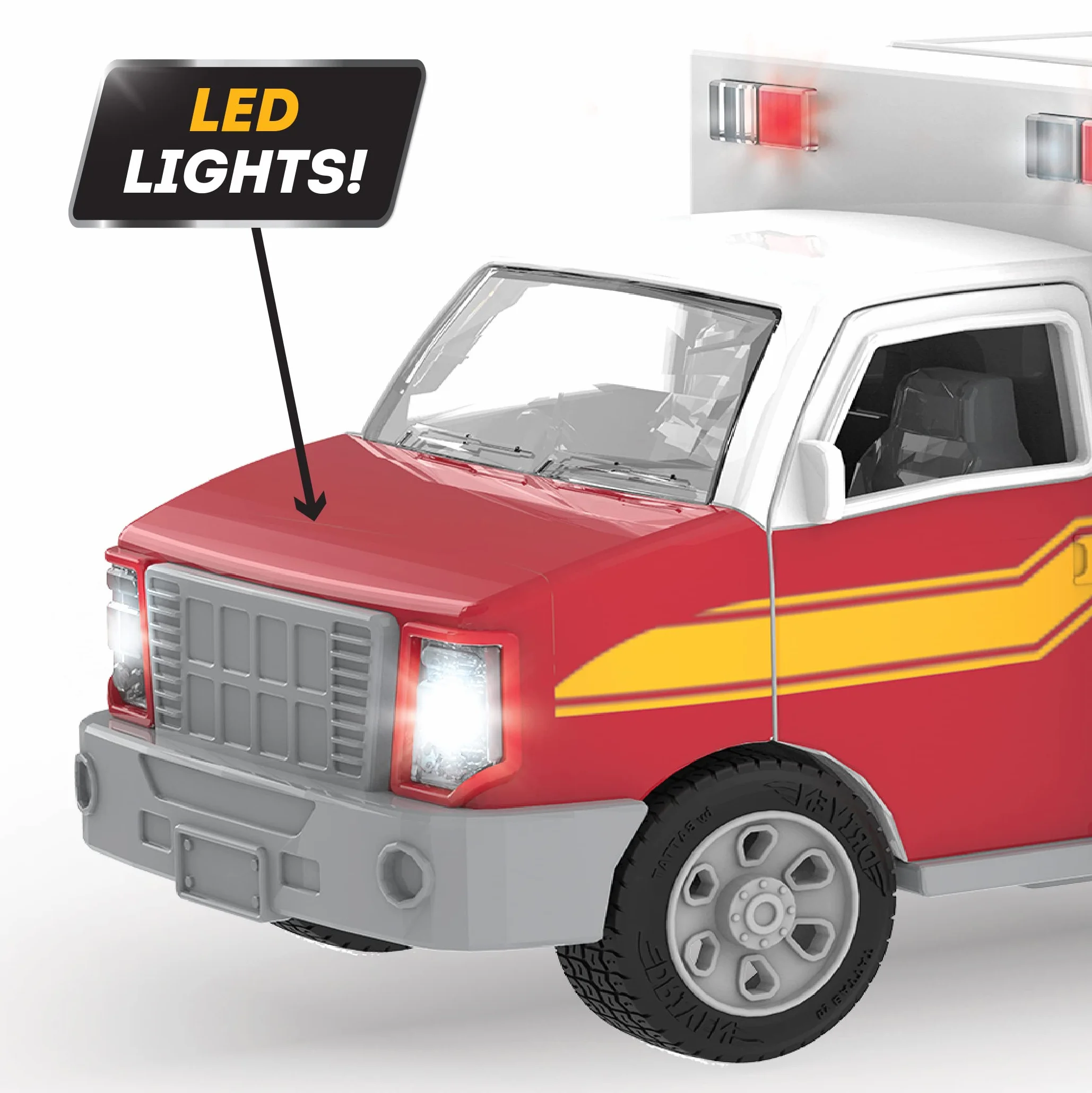 Driven by Battat Ambulance 20 cm Jouet Camion avec Lumière et Son Sauvetage pour Enfants 3 Ans+