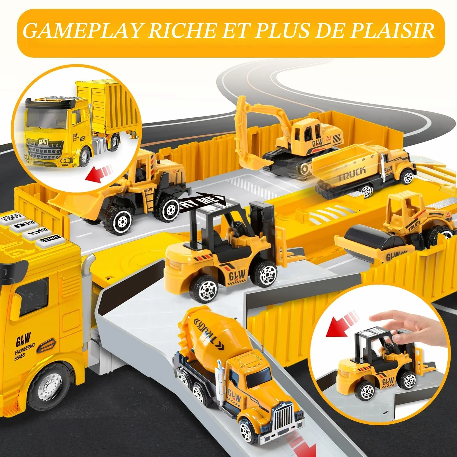 Véhicules de chantier pour garçons 3-7 ans - Camions, grues, pelles, bennes - Jouets de construction